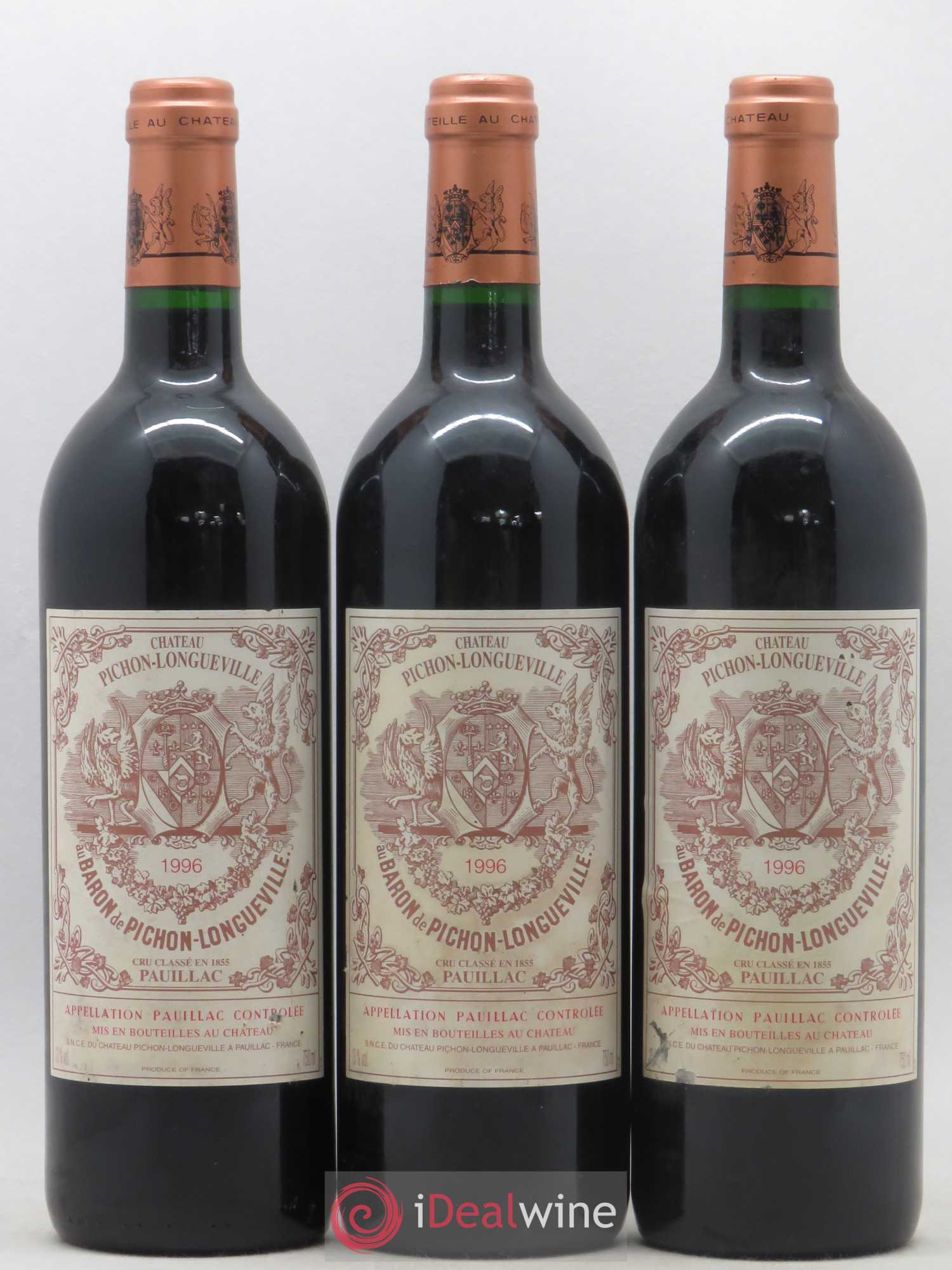 Pichon Longueville Baron 2ème Grand Cru Classé 1996 - Lot de 3 bouteilles - 0