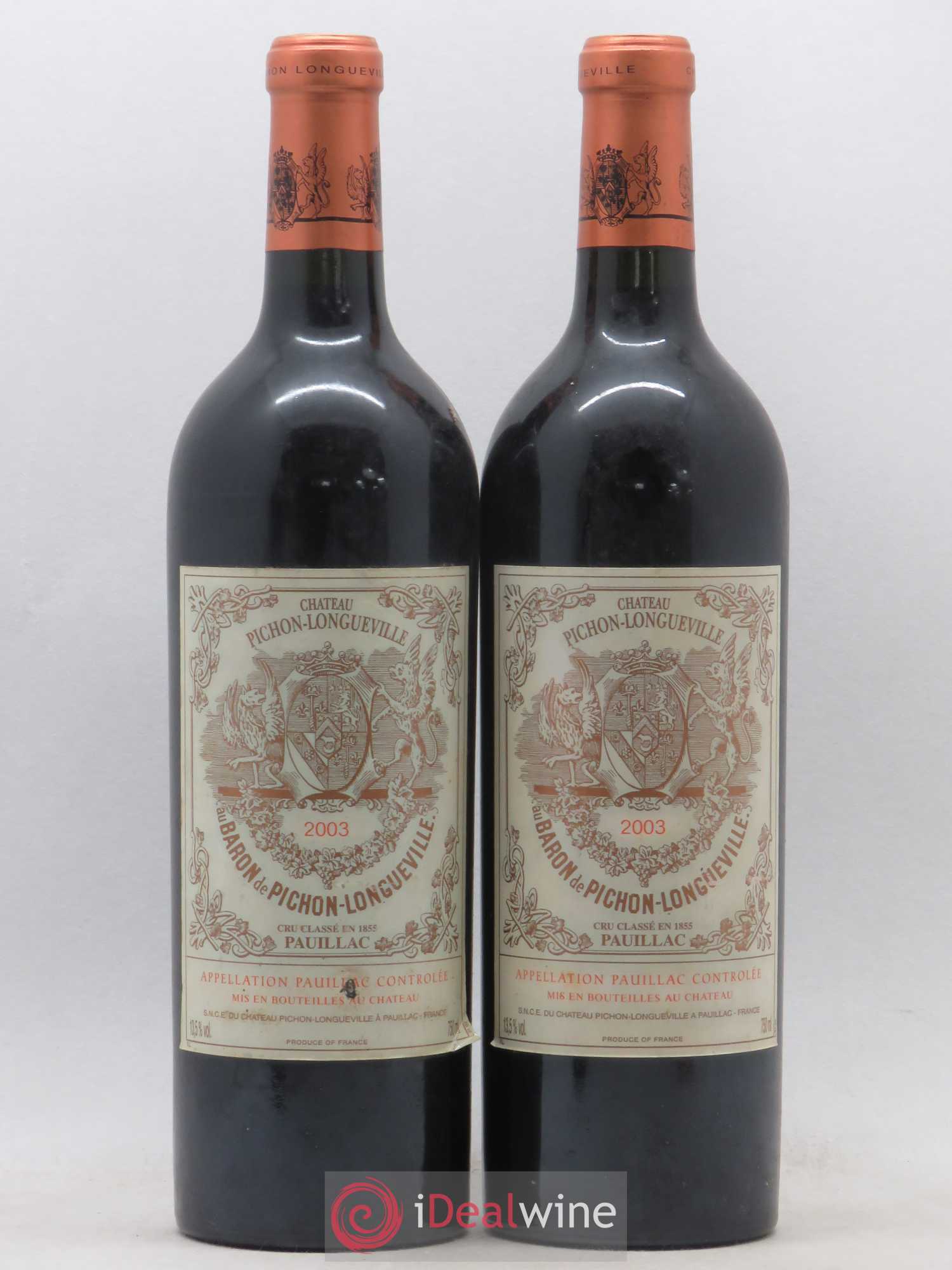 Pichon Longueville Baron 2ème Grand Cru Classé 2003 - Lot de 2 bouteilles - 0