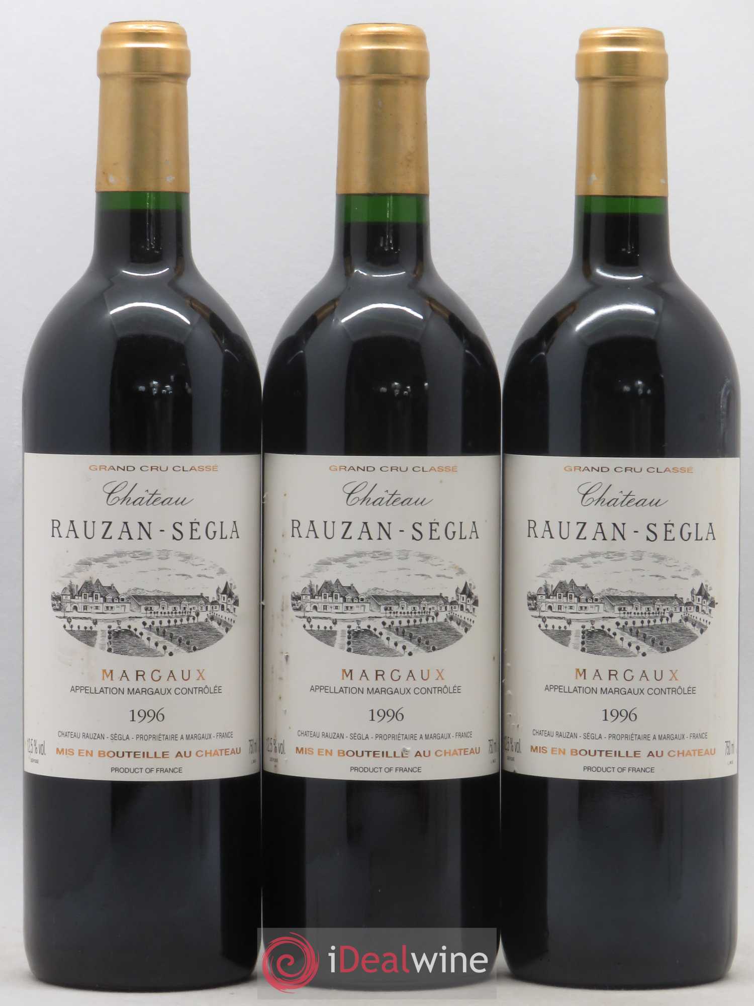 Château Rauzan Ségla Grand Cru Classé 1996 - Lot de 3 bouteilles - 0