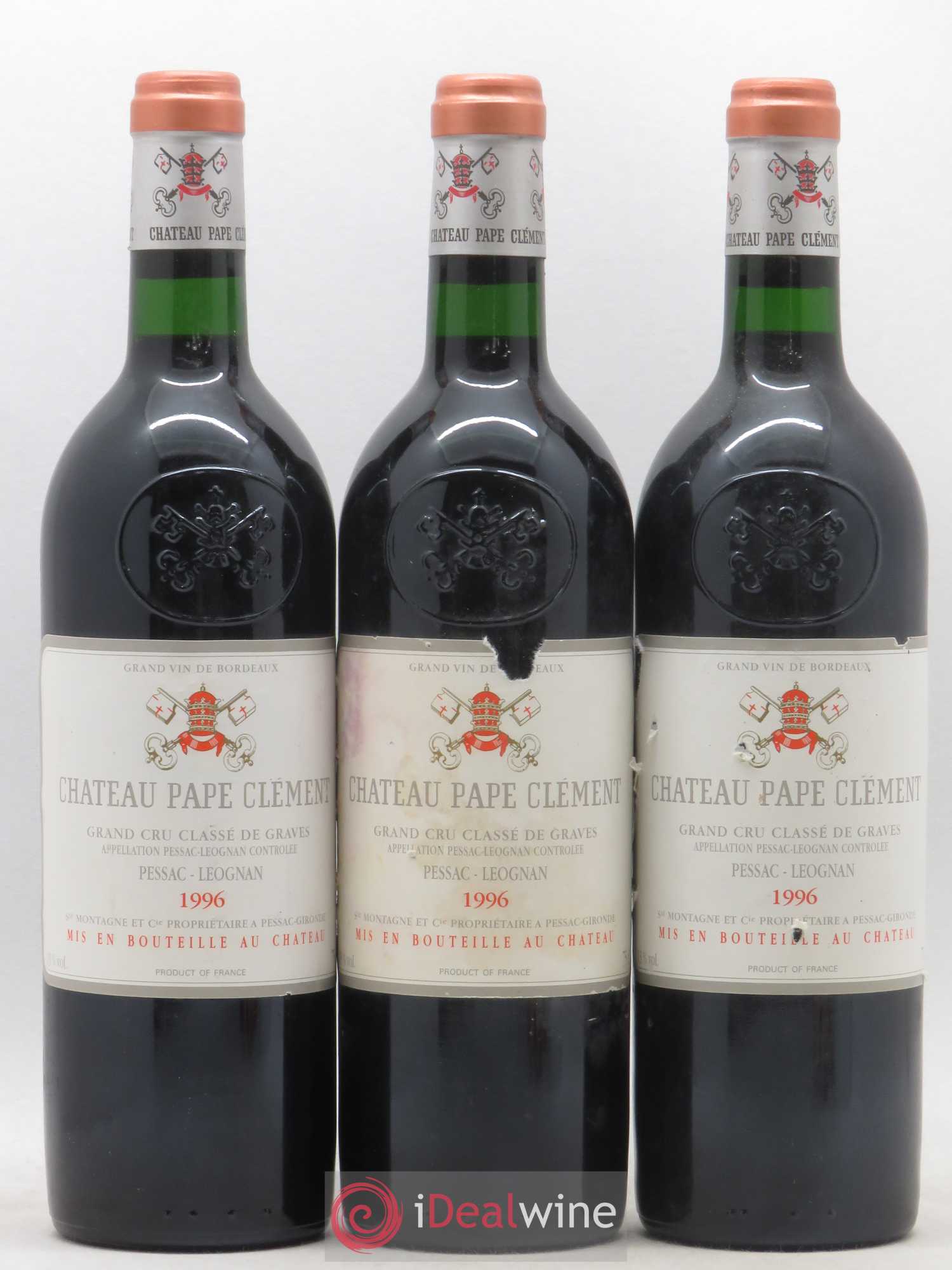 Château Pape Clément Cru Classé de Graves 1996 - Lot de 3 bouteilles - 0