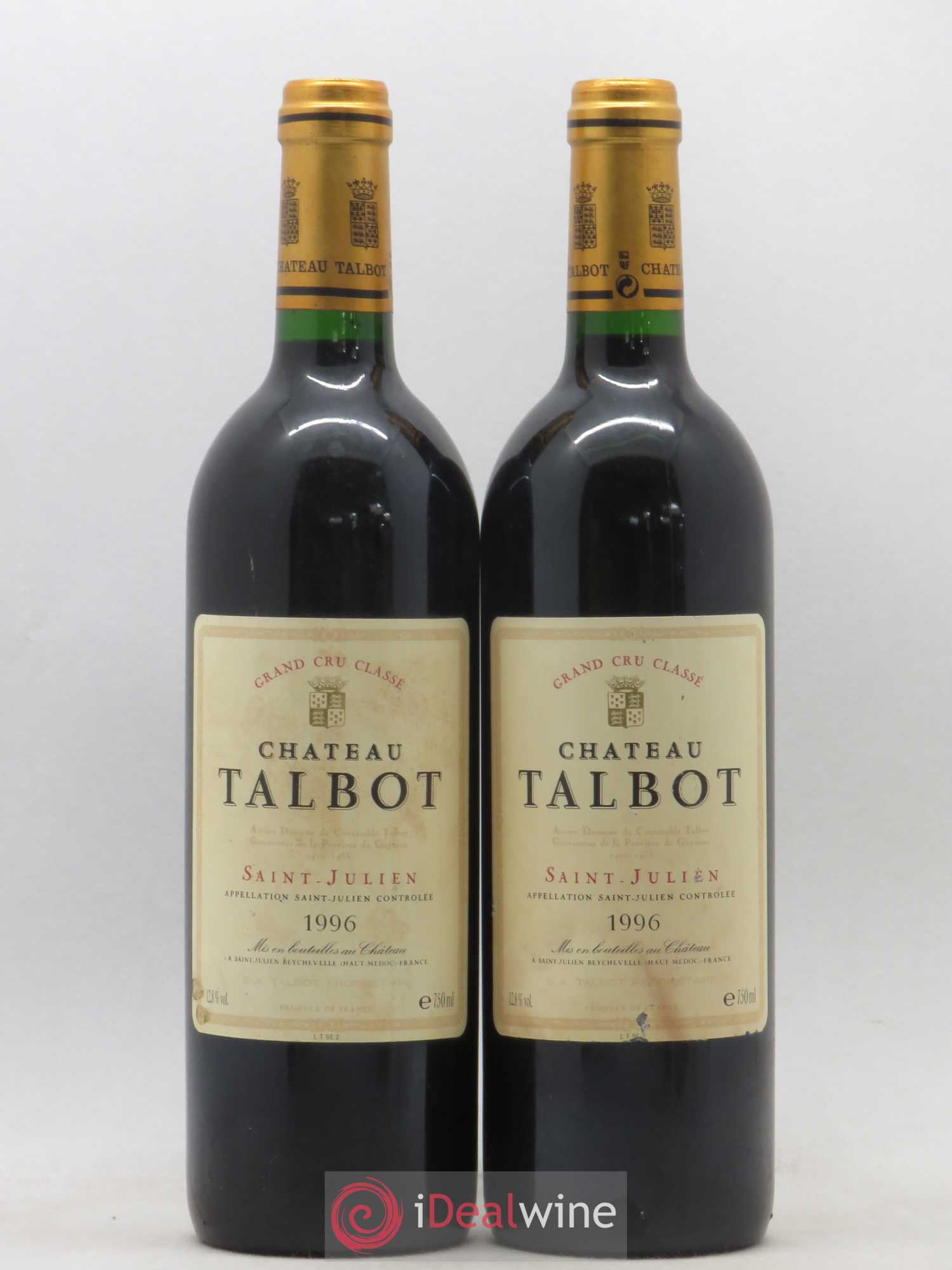 Château Talbot 4ème Grand Cru Classé 1996 - Lot de 2 bouteilles - 0