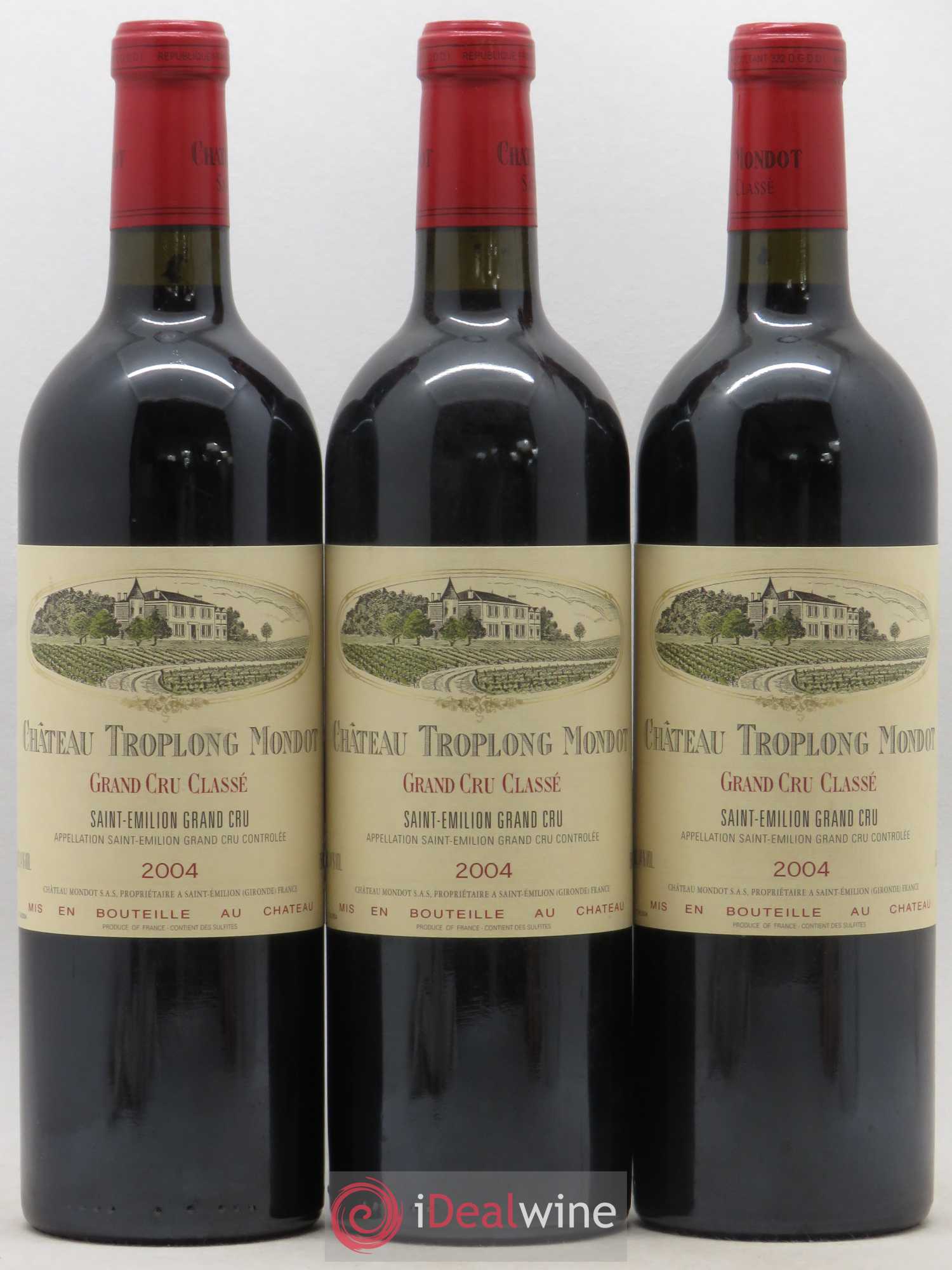 Château Troplong Mondot 1er Grand Cru Classé B 2004 - Lot de 3 bouteilles - 0