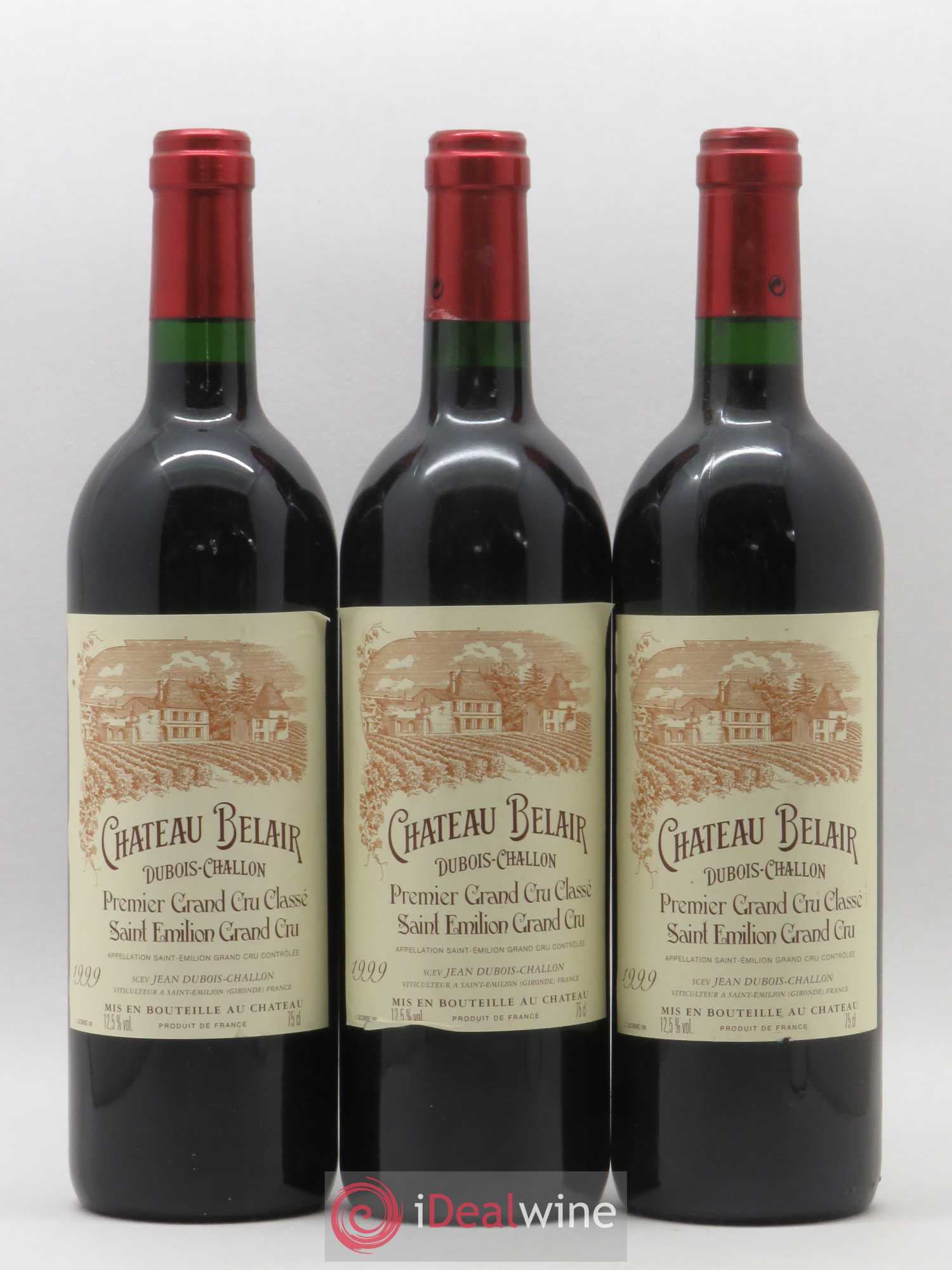 Château Belair (Belair-Monange) 1er Grand Cru Classé B 1999 - Lot de 3 bouteilles - 0