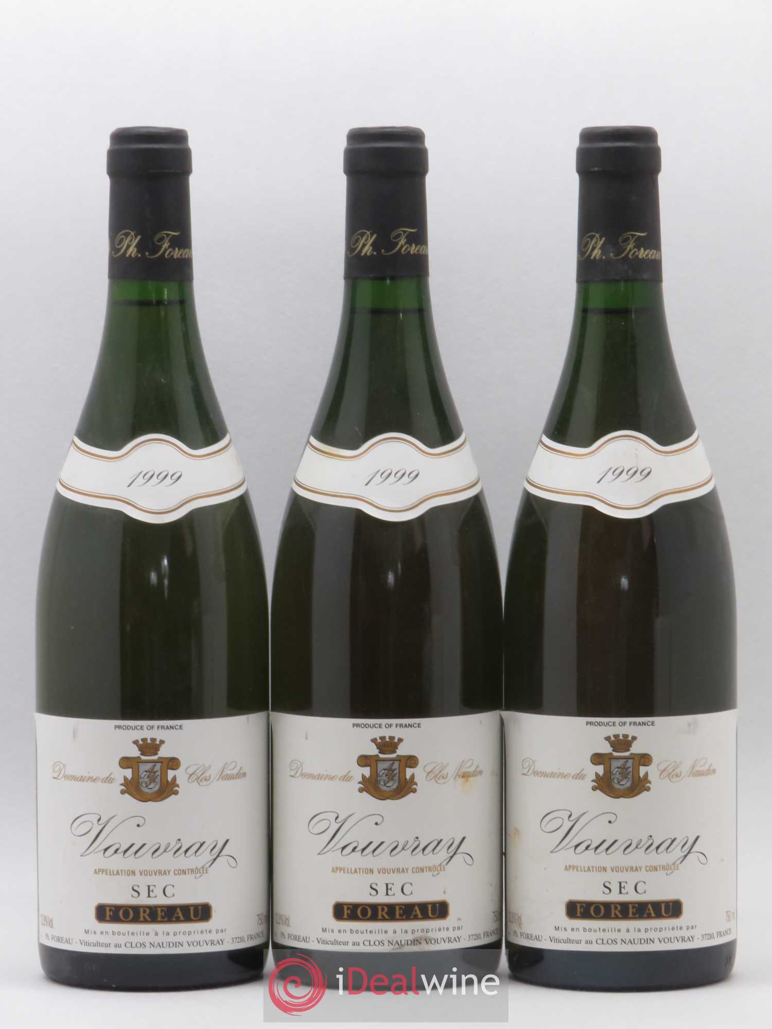Vouvray Sec Clos Naudin - Philippe Foreau 1999 - Lot de 3 bouteilles - 0