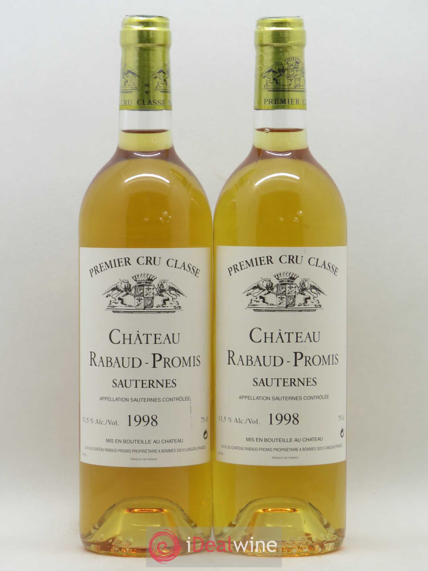 Château Rabaud Promis 1er Grand Cru Classé 1998 - Lotto di 2 bottiglie - 0