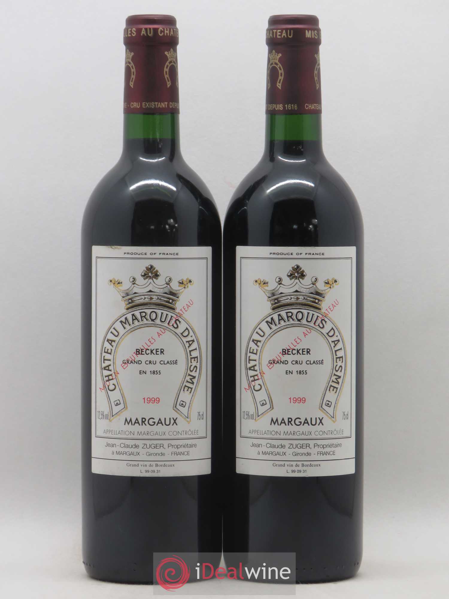 Château Marquis d'Alesme 1999 - Lot de 2 bouteilles - 0