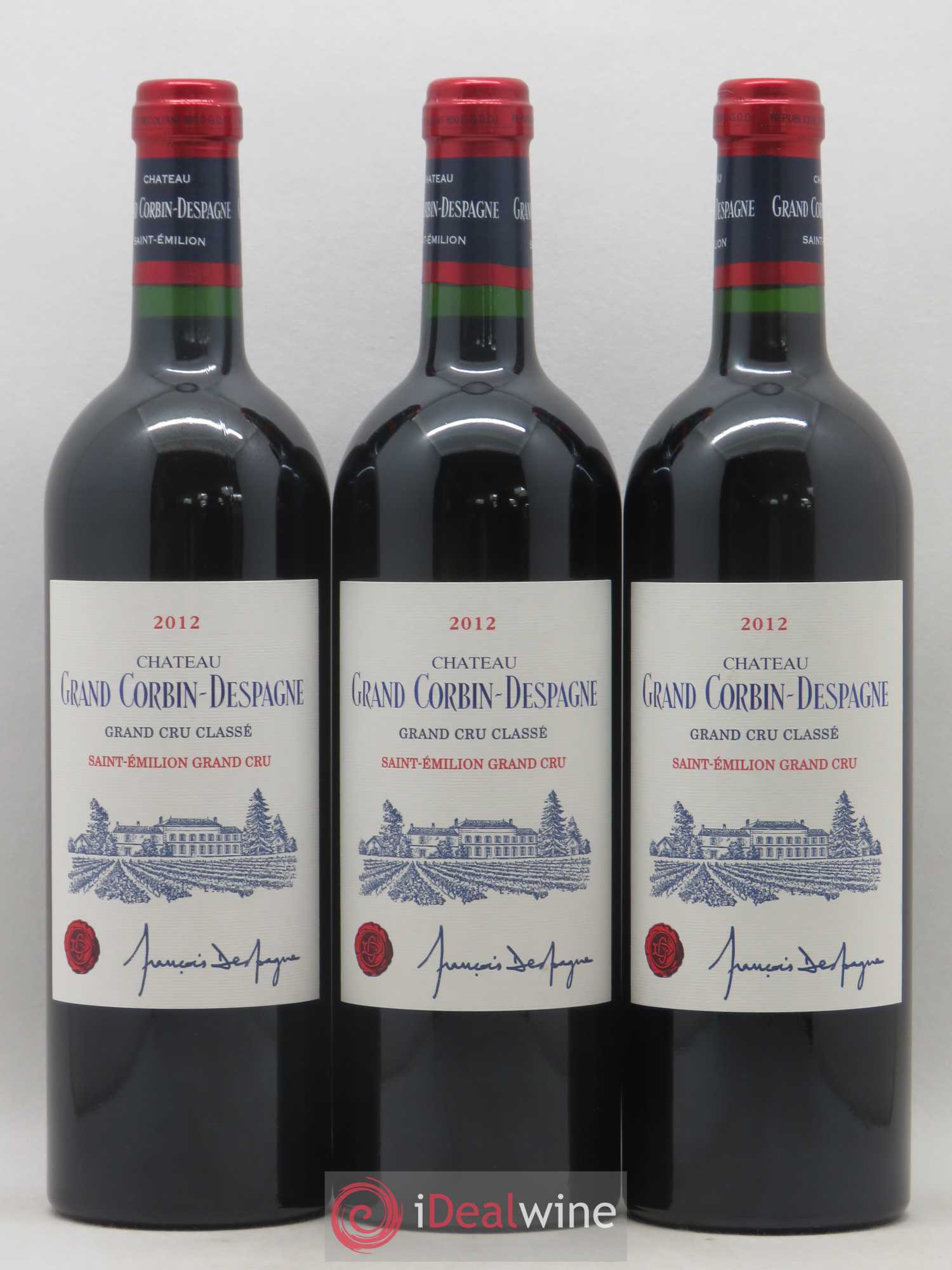 Château Grand Corbin Despagne Grand Cru Classé 2012 - Lot de 3 bouteilles - 0