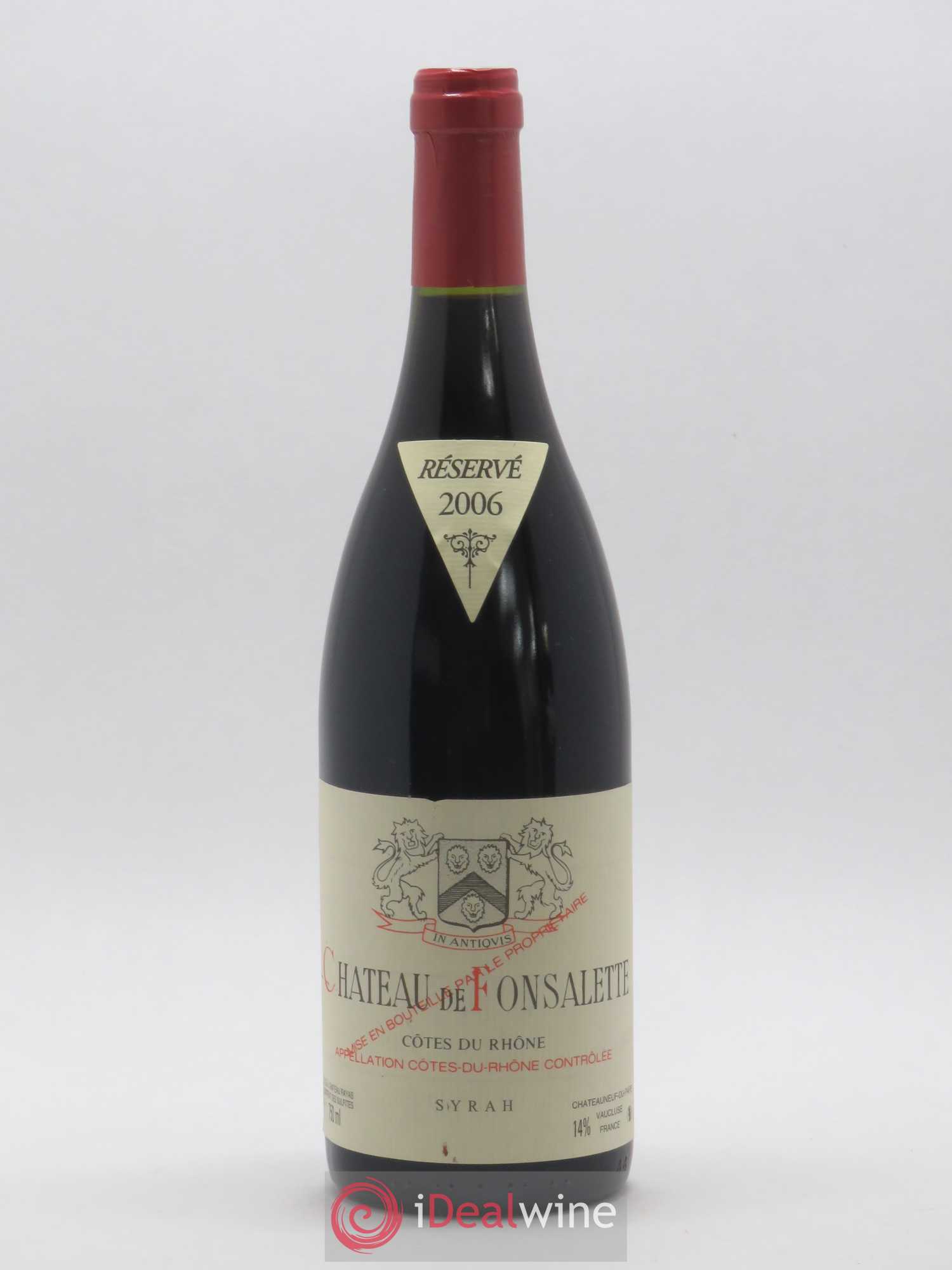 Côtes-du-Rhône Cuvée Syrah Château de Fonsalette 2006 - Lot de 1 bouteille - 0