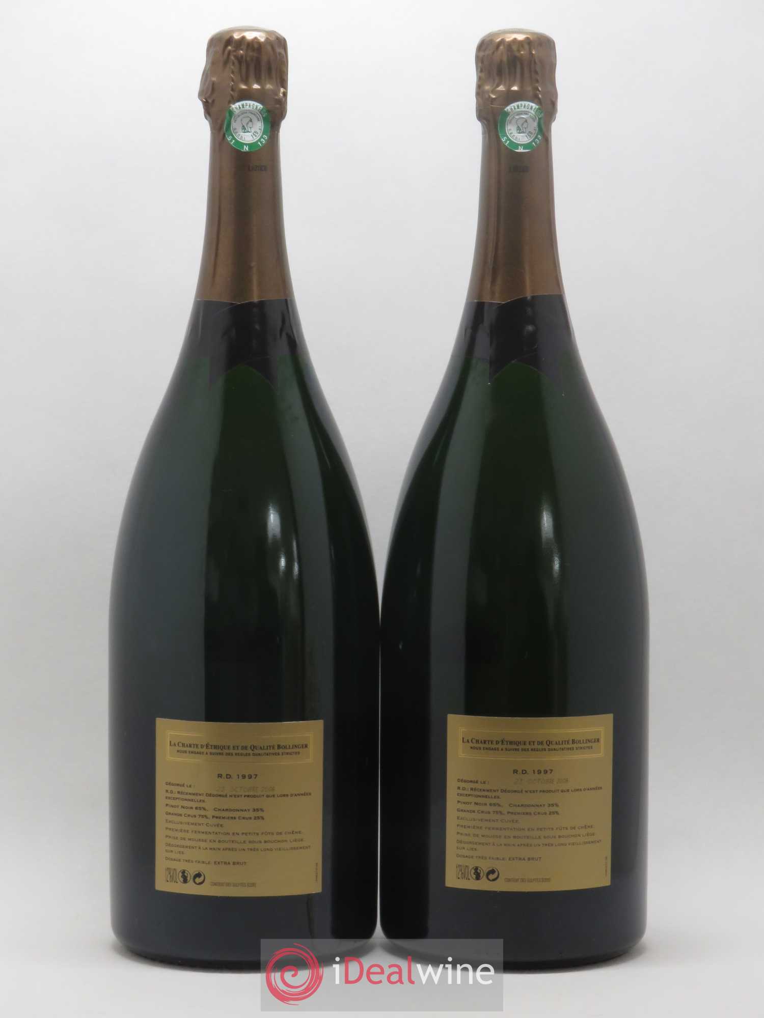 R.D. Extra-Brut Bollinger 1997 - Lot de 2 magnums - 1
