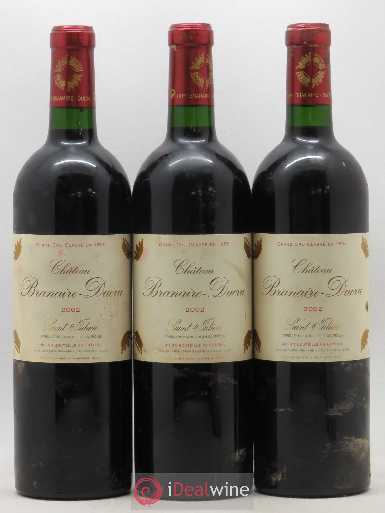 Château Branaire Ducru 4ème Grand Cru Classé 2002 - Lot de 3 bouteilles - 0