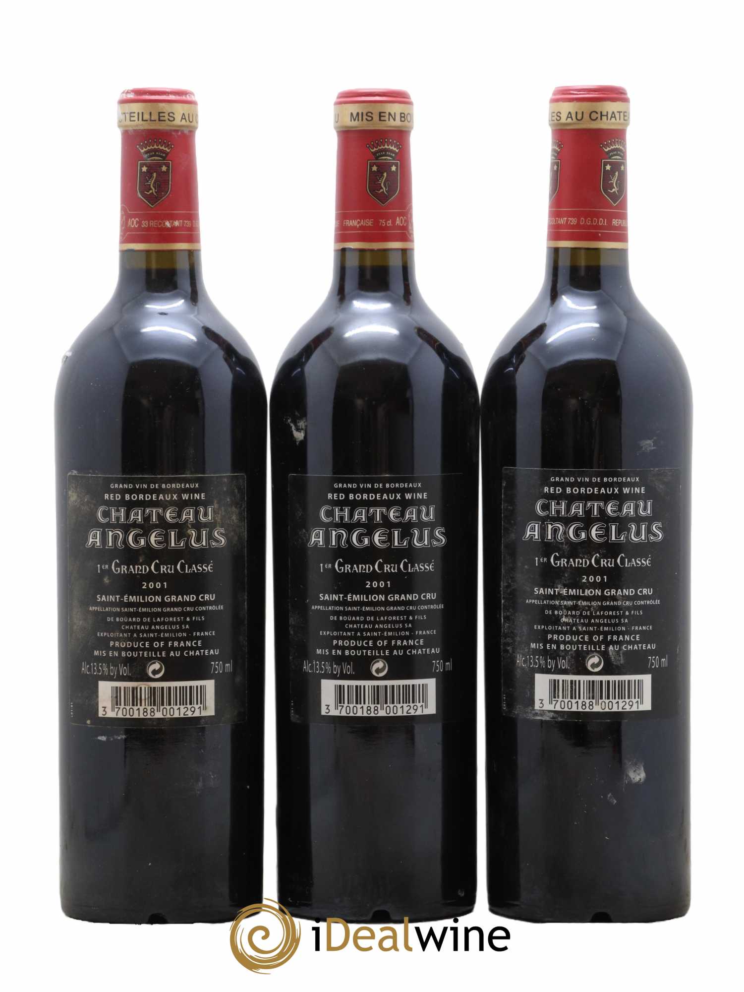 Château Angélus 1er Grand Cru Classé A 2001 - Lot de 3 bouteilles - 1
