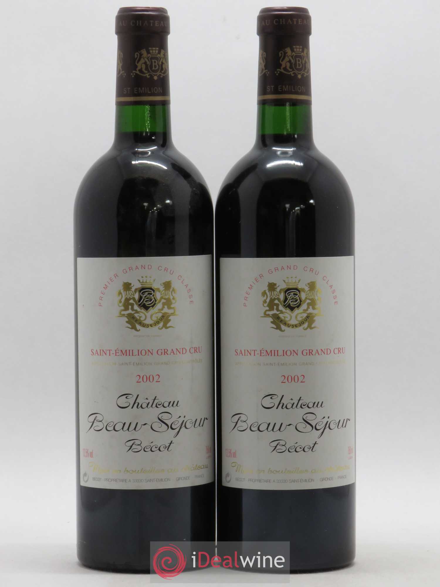 Château Beau-Séjour Bécot 1er Grand Cru Classé B 2002 - Lot de 2 bouteilles - 0