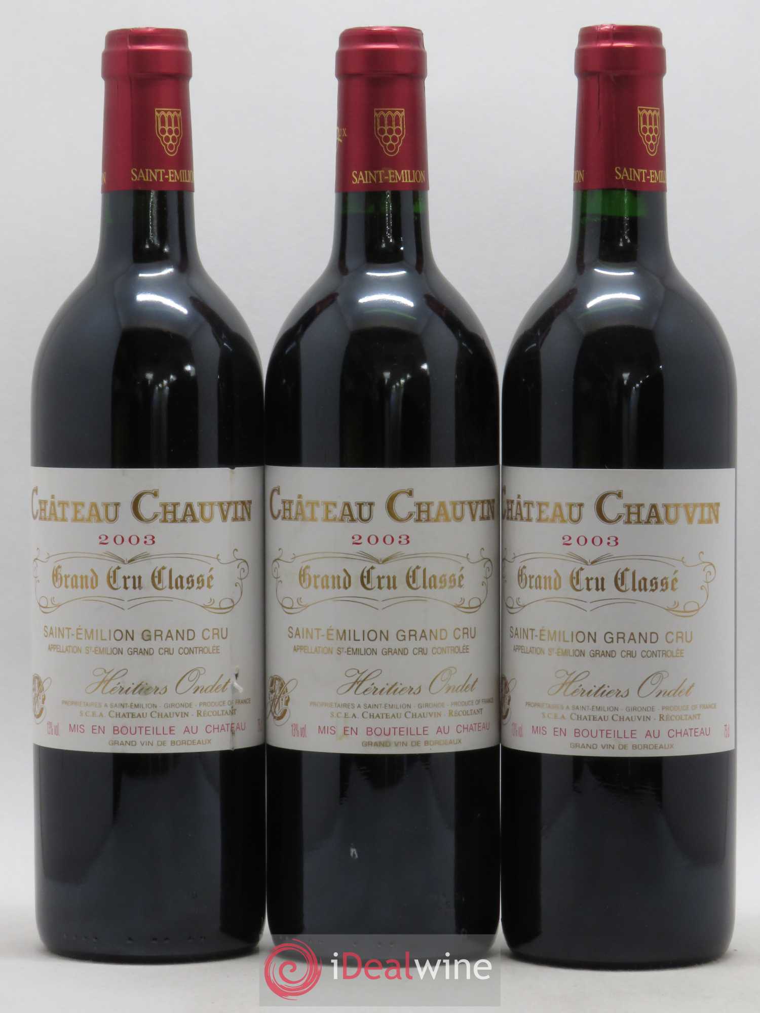 Château Chauvin Grand Cru Classé 2003 - Lot de 3 bouteilles - 0