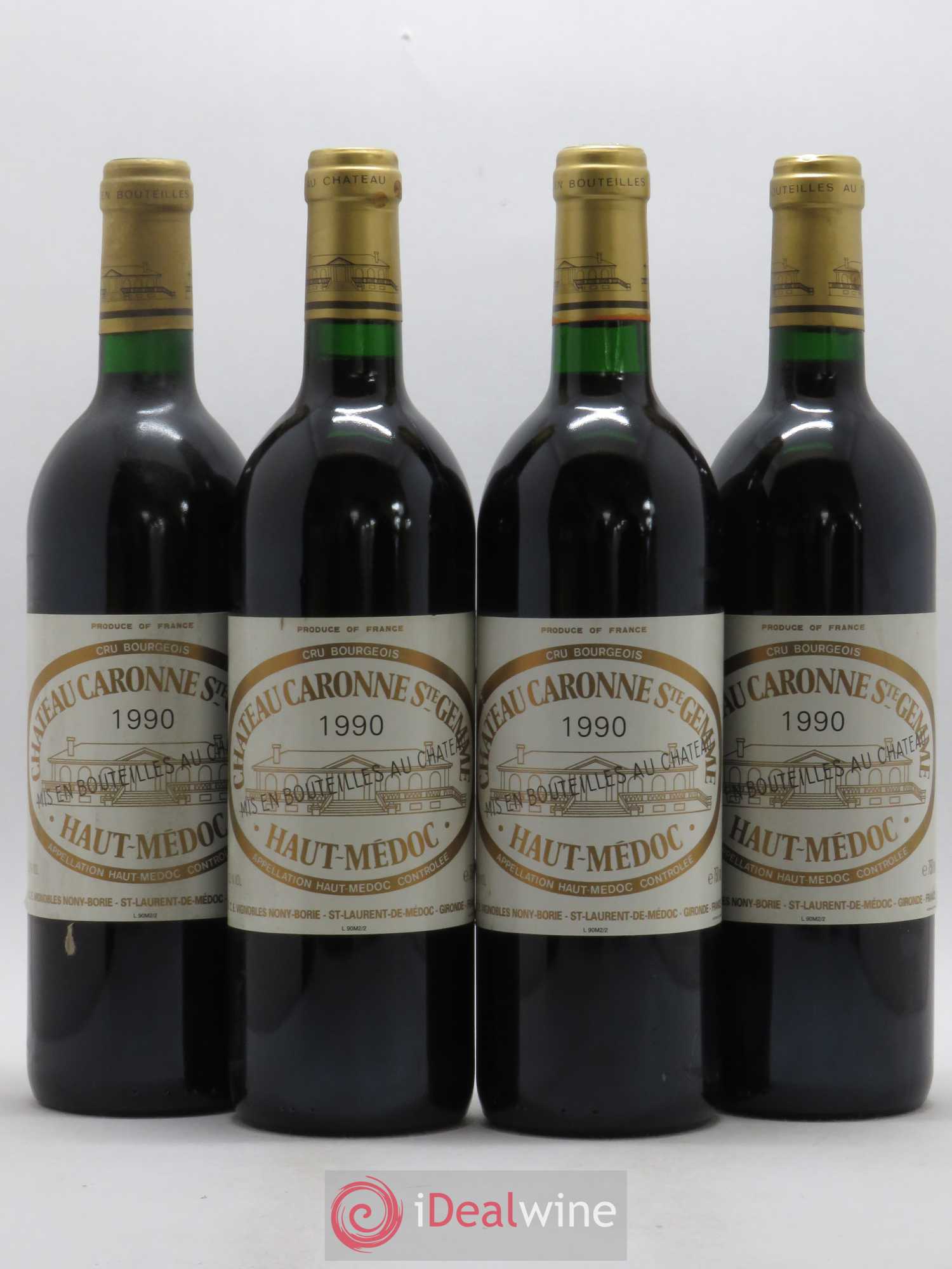 Château Caronne Sainte-Gemme Cru Bourgeois 1990 - Lot de 4 bouteilles - 0
