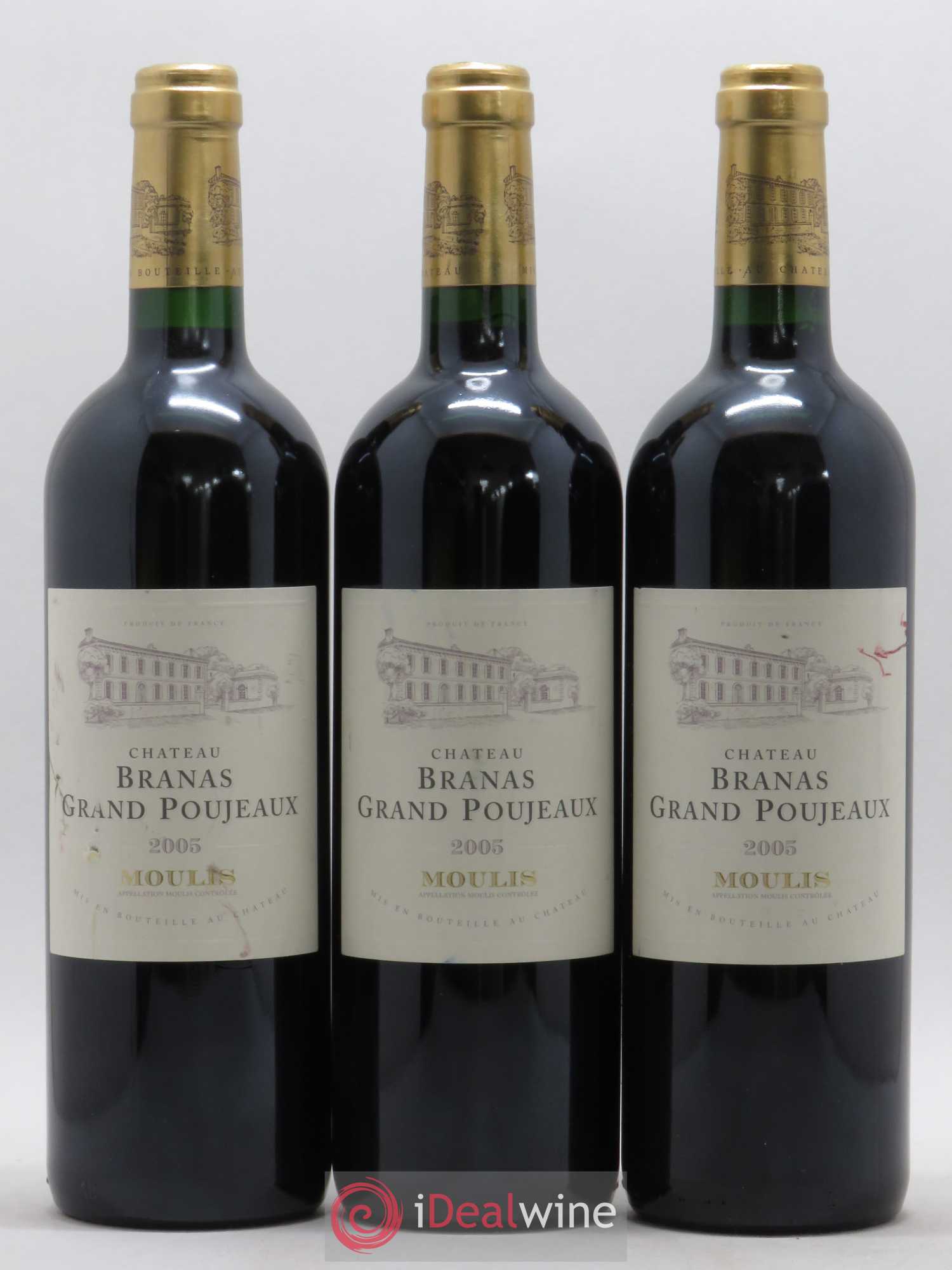 Château Branas Grand Poujeaux Cru Bourgeois 2005 - Lot de 3 bouteilles - 0