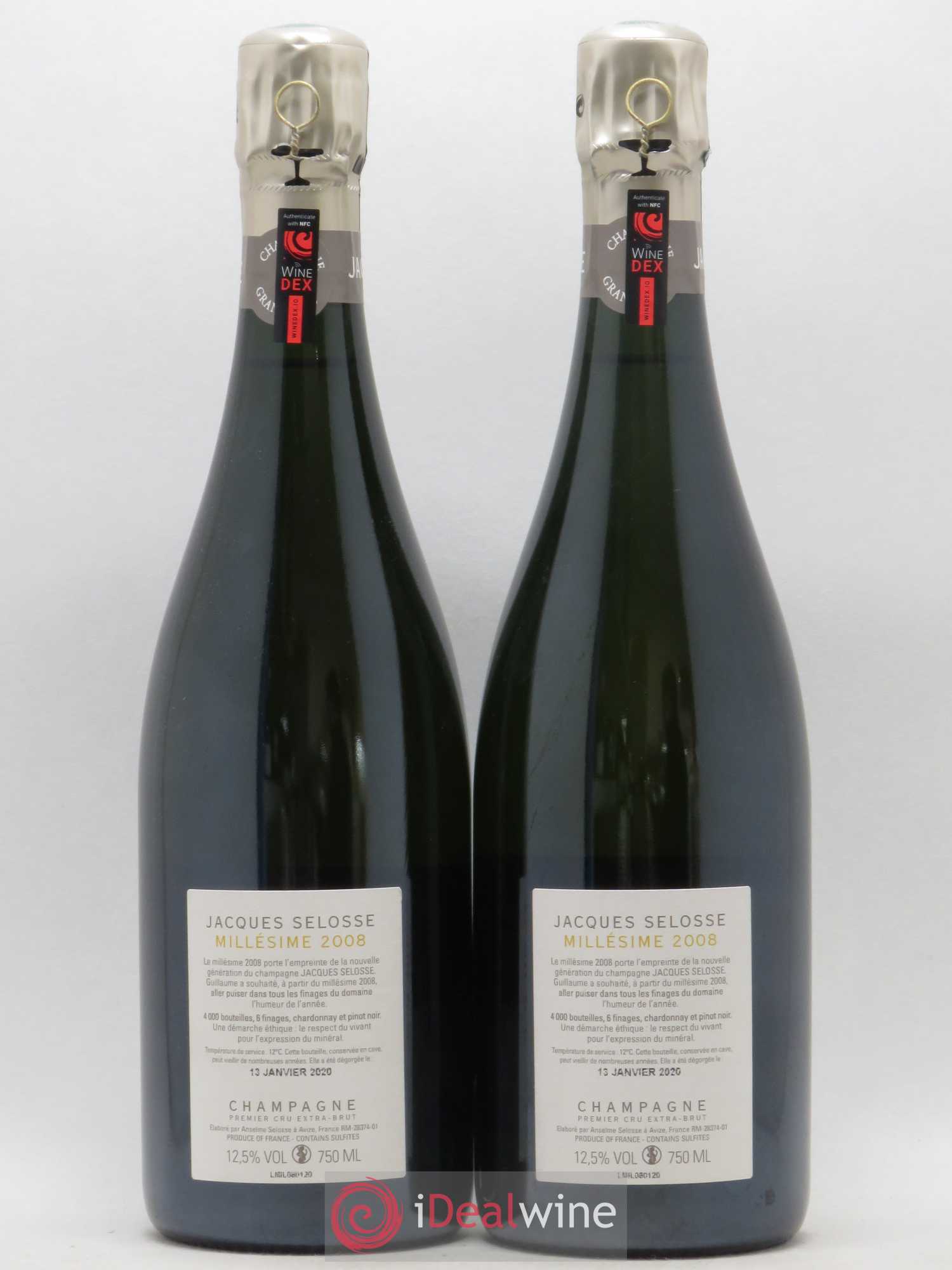 1er Cru Millésimé Extra-Brut Jacques Selosse Dégorgé en 2020 (sans prix de réserve) 2008 - Posten von 2 Flaschen - 1