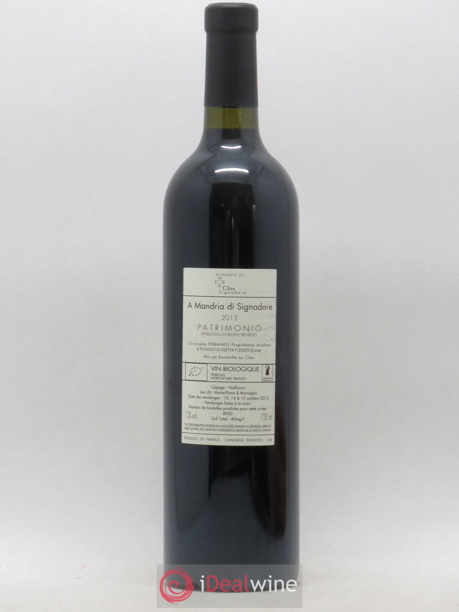 Patrimonio Clos Signadore A Mandria Christophe Ferrandis (sans prix de réserve) 2013 - Lot de 1 bouteille - 1