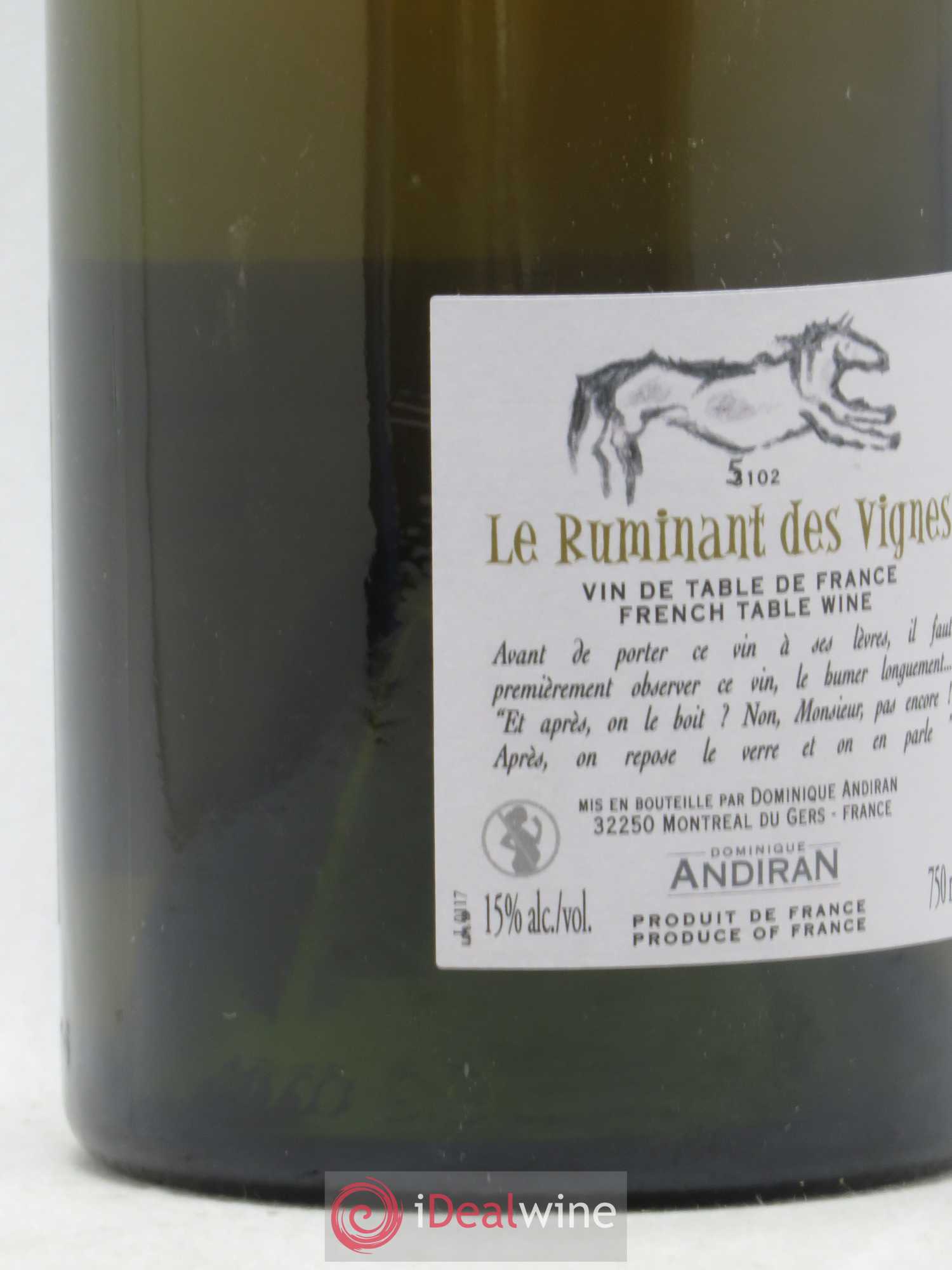 Vin de France Les Ruminants des Vignes Dominique Andiran (no reserve) 2017 - Lot of 1 bottle - 2