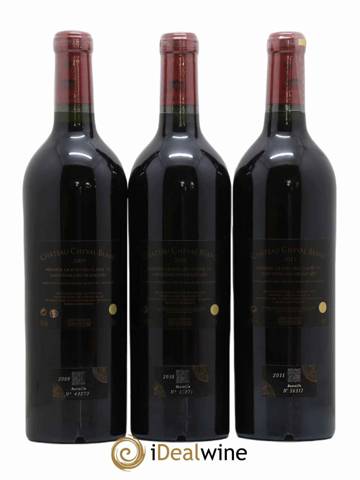 Château Cheval Blanc 1er Grand Cru Classé A - Posten von 3 Flaschen - 1