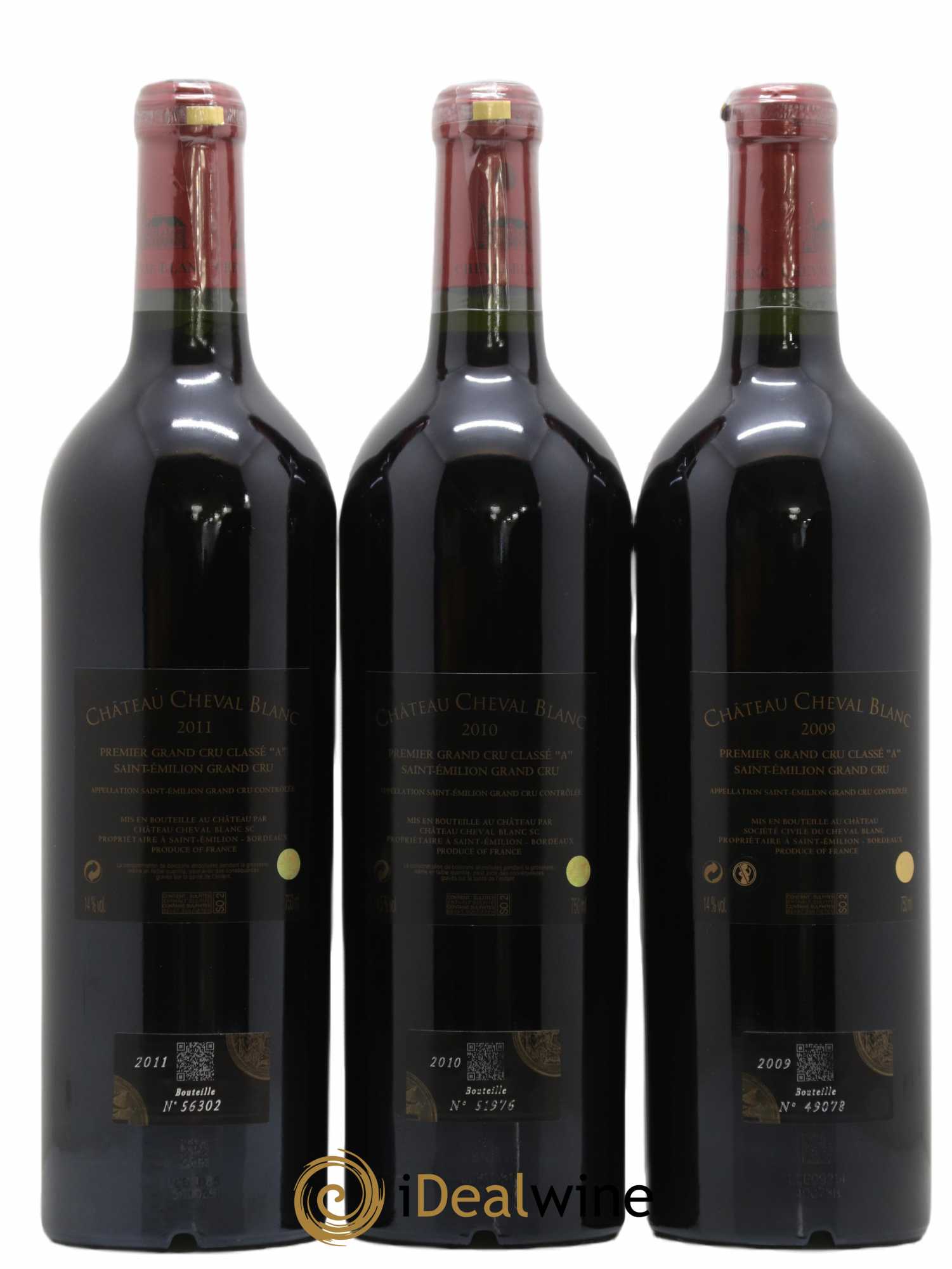 Château Cheval Blanc 1er Grand Cru Classé A - Posten von 3 Flaschen - 1