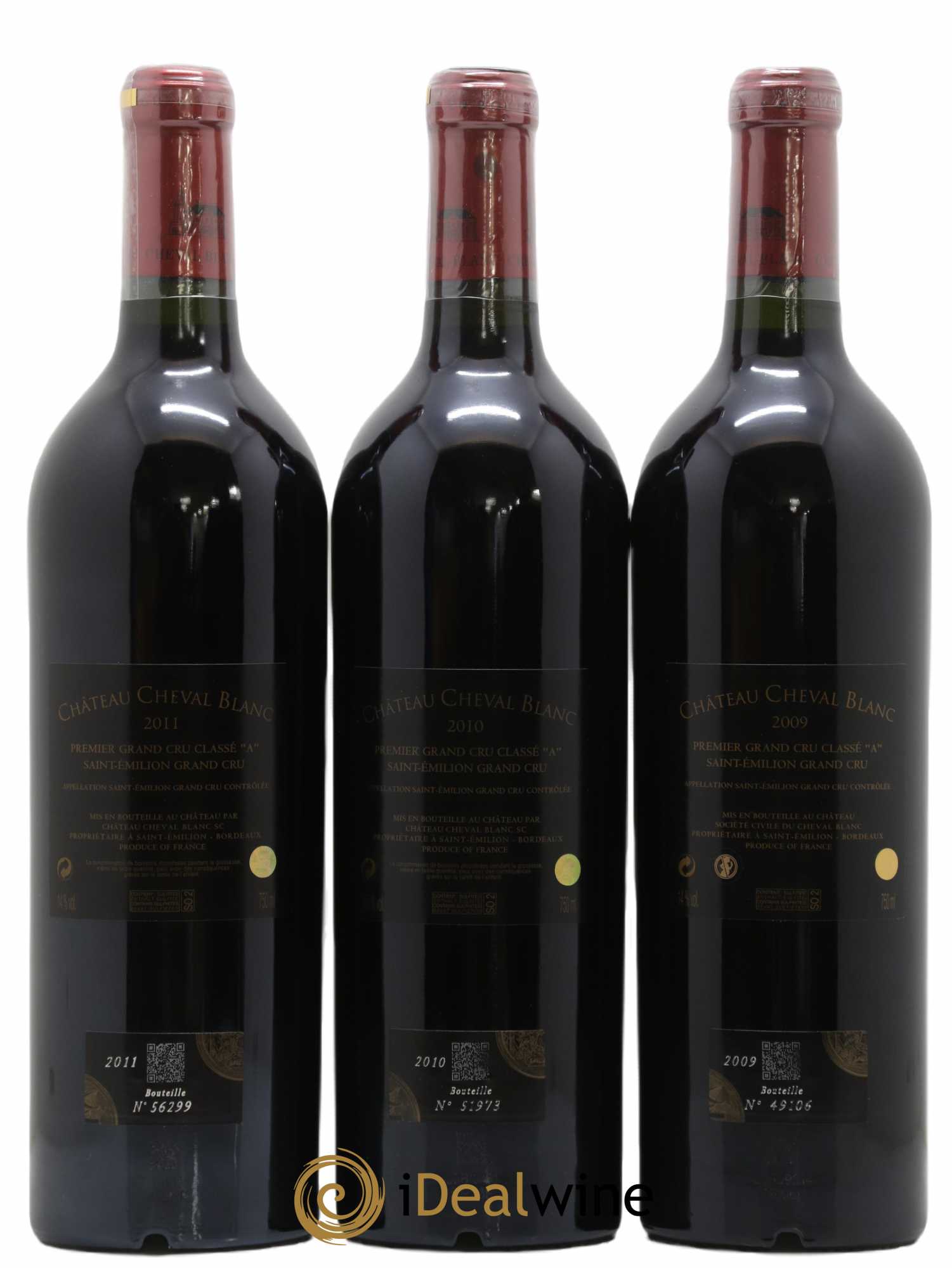 Château Cheval Blanc 1er Grand Cru Classé A - Posten von 3 Flaschen - 1