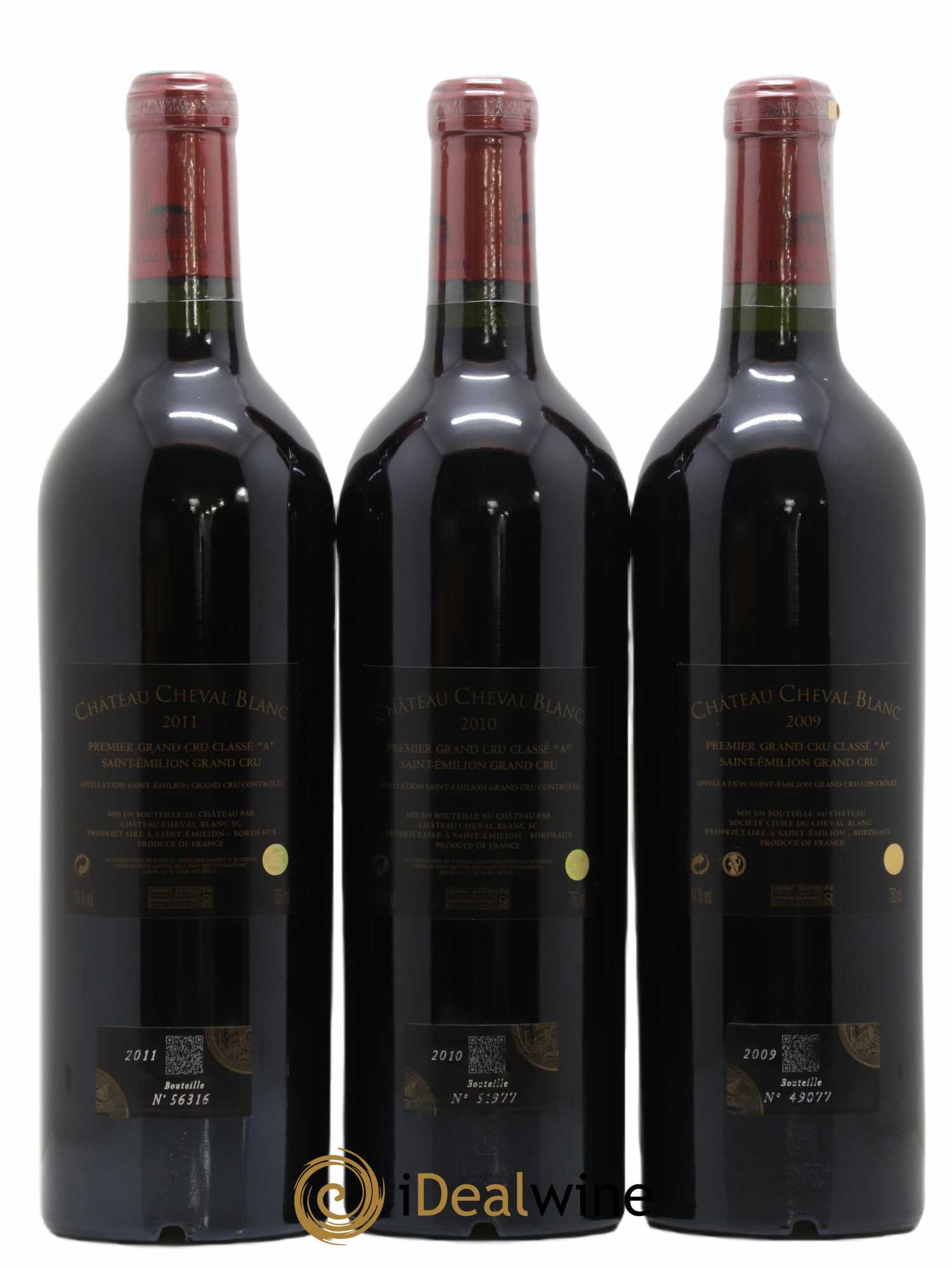 Château Cheval Blanc 1er Grand Cru Classé A - Posten von 3 Flaschen - 1