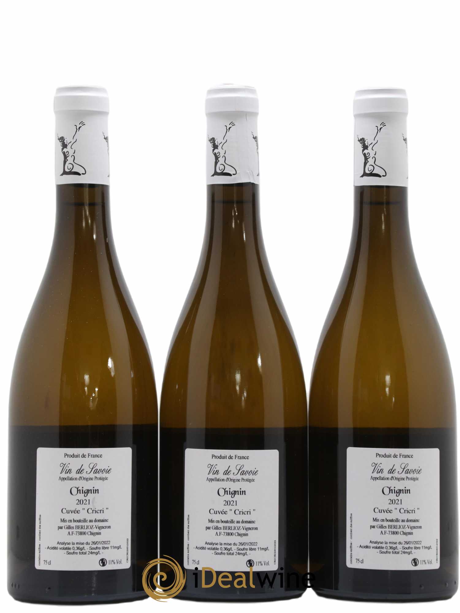 Vin de Savoie Domaine Partagé Gilles Berlioz Cuvee Cricri (sans prix de réserve) 2021 - Lot de 3 bouteilles - 1