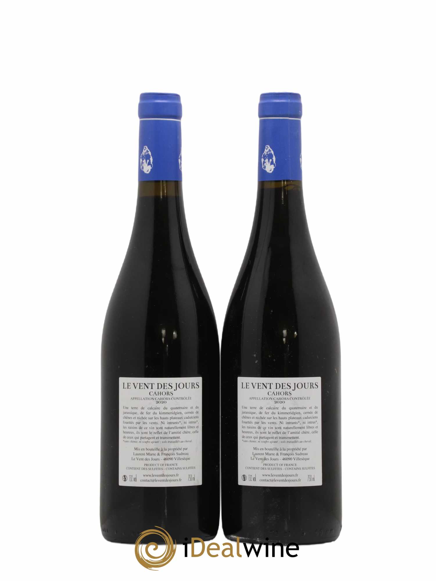 Cahors Les calades Vent des Jours (sans prix de réserve) 2020 - Lot de 2 bouteilles - 1