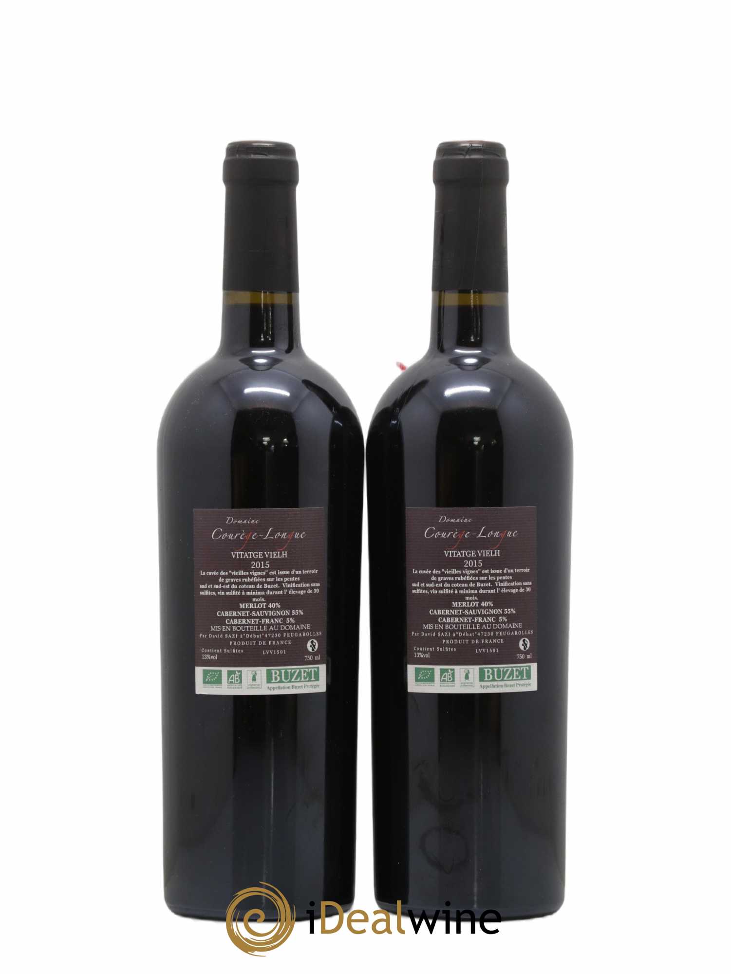 Buzet Vitatge Viehl Courege-Longue Vieilles Vignes (sans prix de réserve) 2015 - Lot de 2 bouteilles - 1