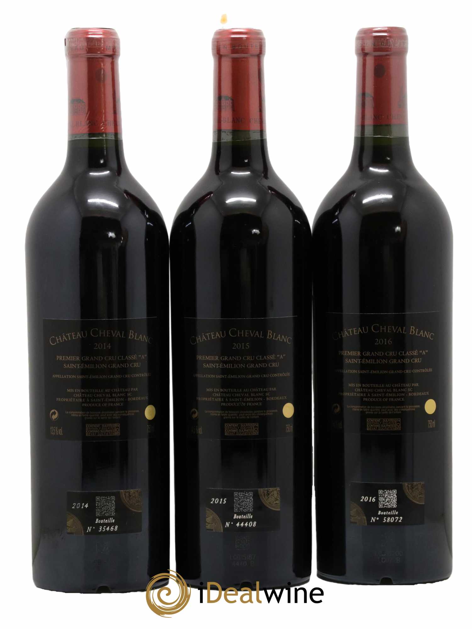 Château Cheval Blanc 1er Grand Cru Classé A 2014-2015-2016 - Posten von 3 Flaschen - 1