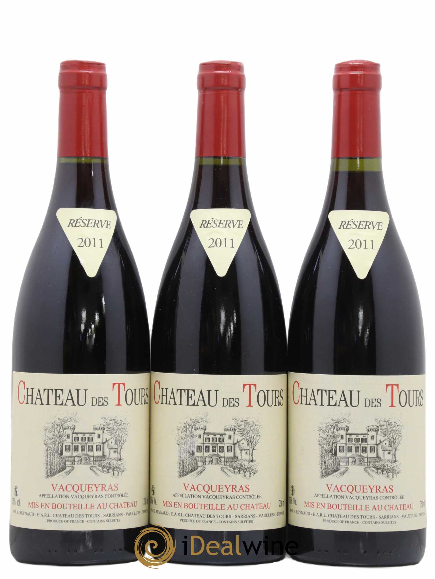 Vacqueyras Château des Tours Emmanuel Reynaud 2011 - Lot de 3 bouteilles - 0