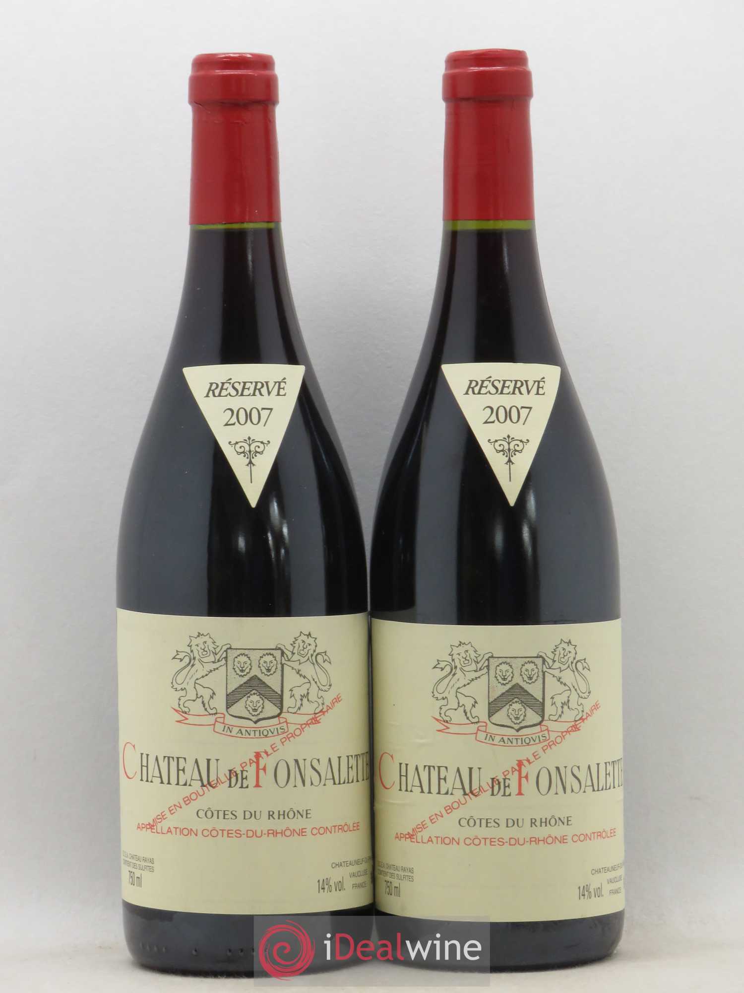 Côtes-du-Rhône Château de Fonsalette Emmanuel Reynaud 2007 - Lot de 2 bouteilles - 0