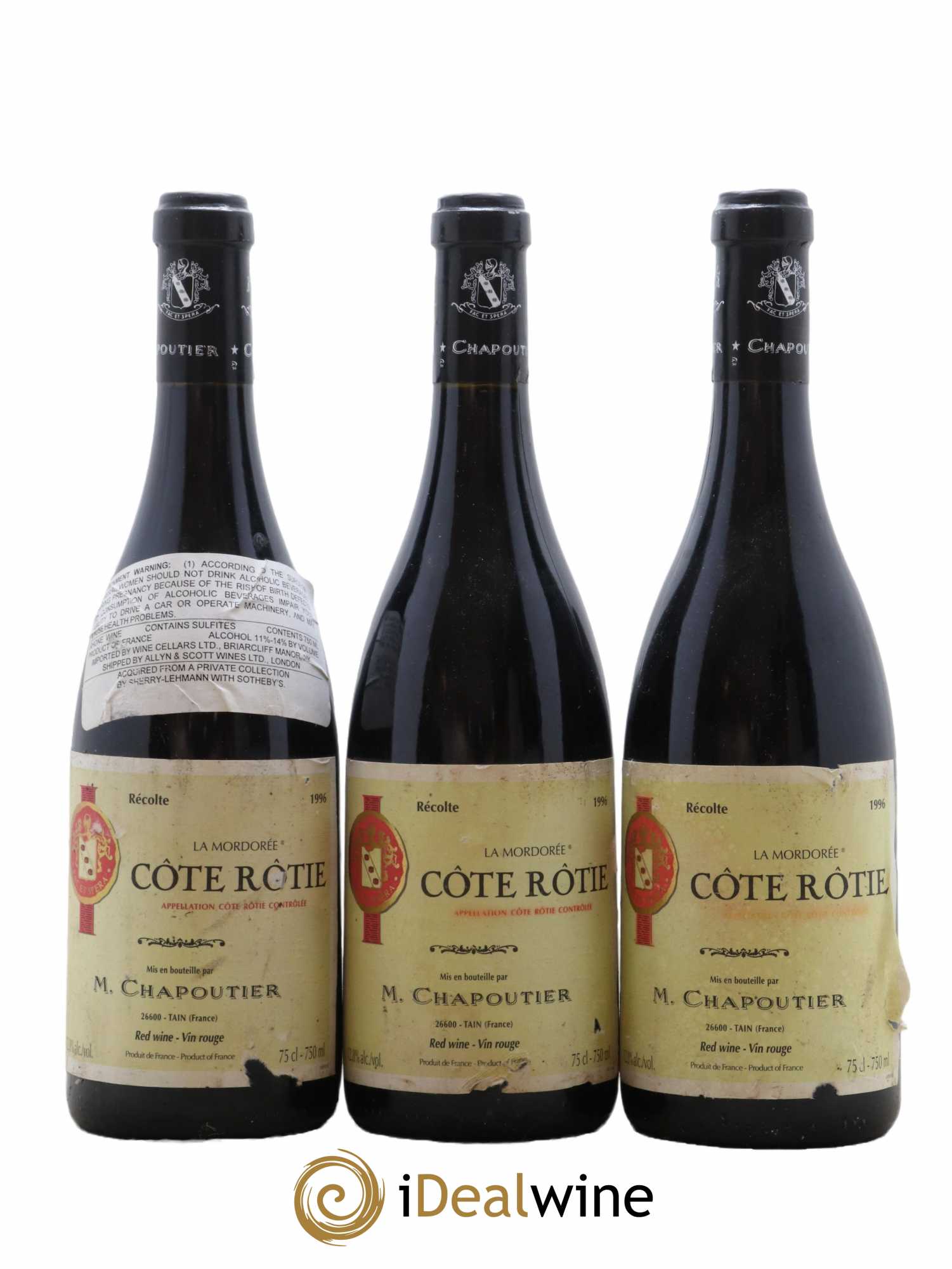 Côte-Rôtie La Mordorée Chapoutier 1996 - Lot de 3 bouteilles - 0