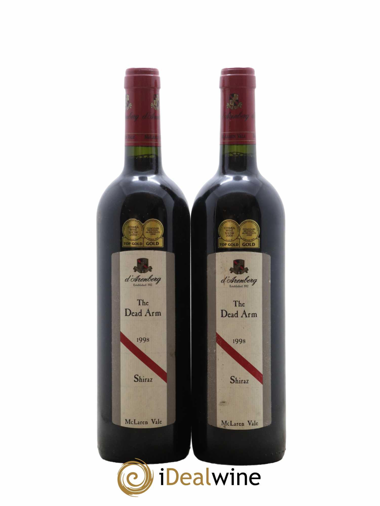 Australie Mc Laren Vale D'Arenberg Dead Arm Shyraz 1998 - Posten von 2 Flaschen - 0