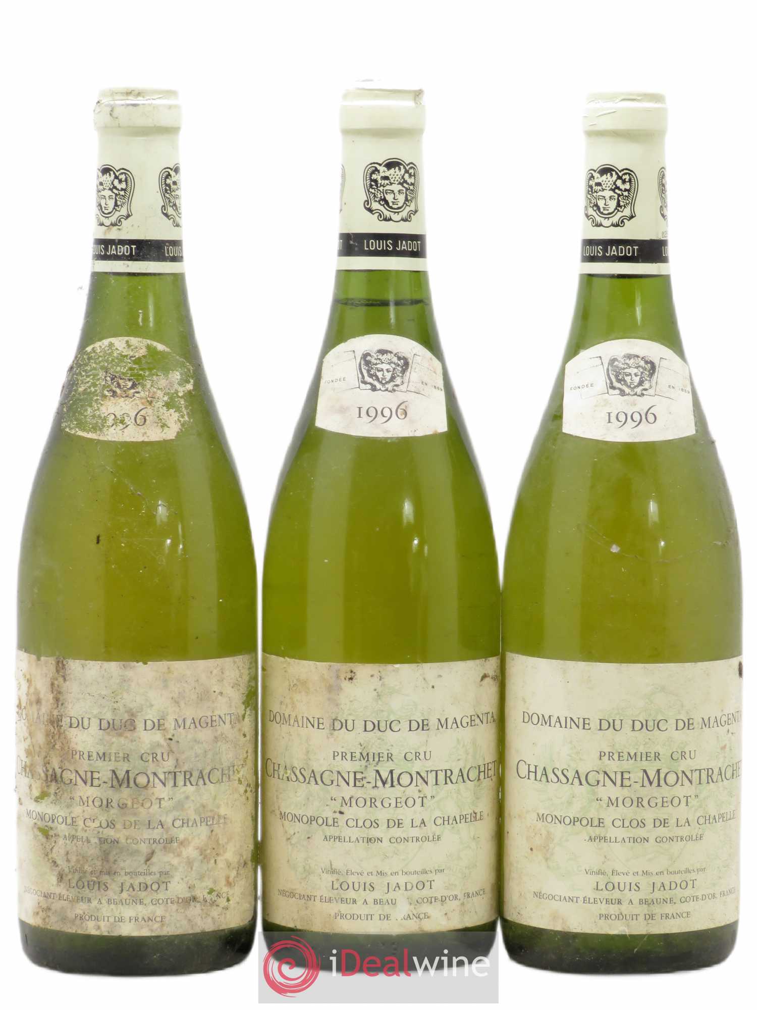 Chassagne-Montrachet 1er Cru Morgeot Clos de la Chapelle Domaine du Duc de Magenta - Louis Jadot (sans prix de réserve) 1996 - Lot de 3 bouteilles - 0
