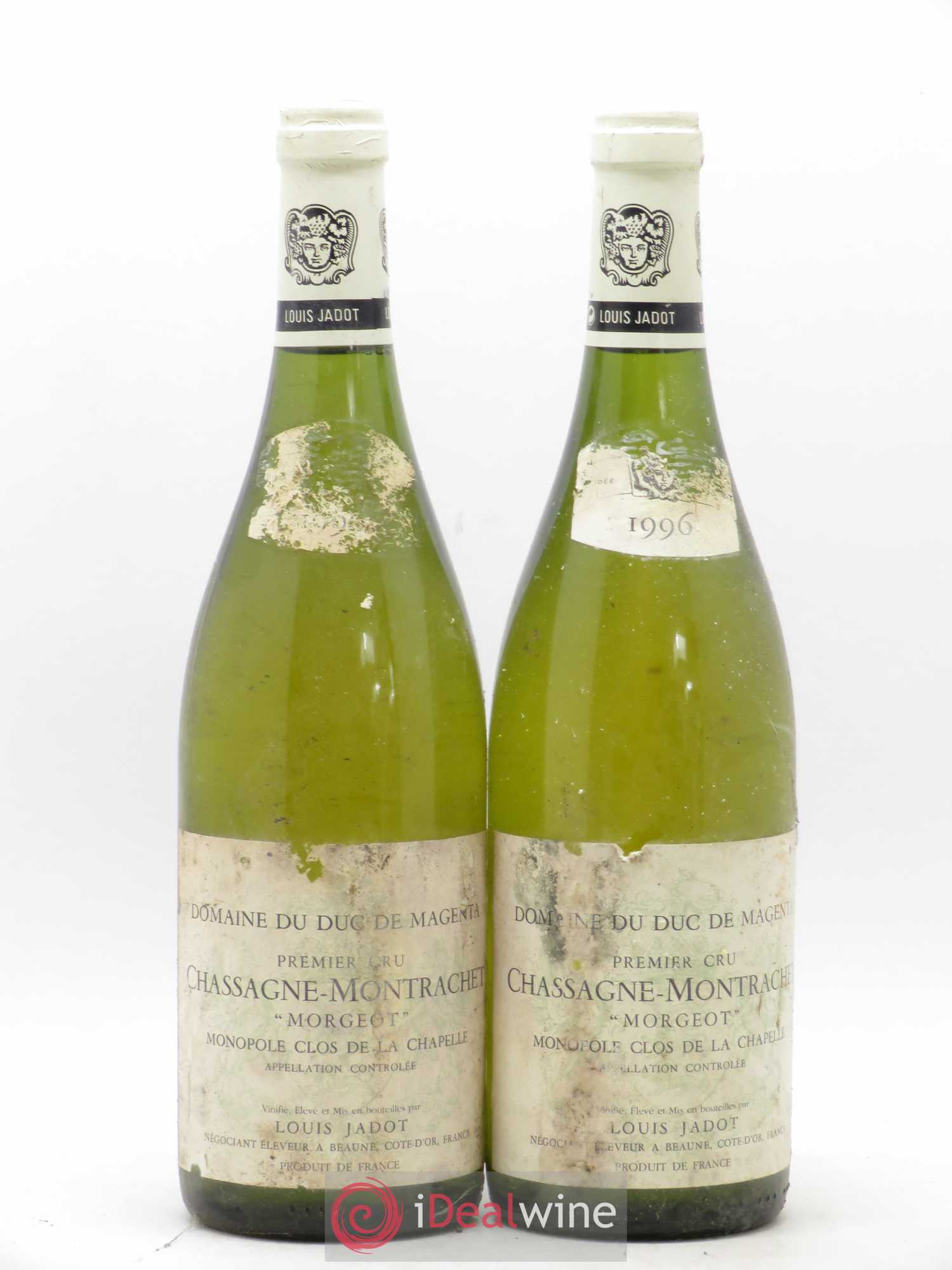 Chassagne-Montrachet 1er Cru Morgeot Clos de la Chapelle Domaine du Duc de Magenta - Louis Jadot 1996 - Lot de 2 bouteilles - 0