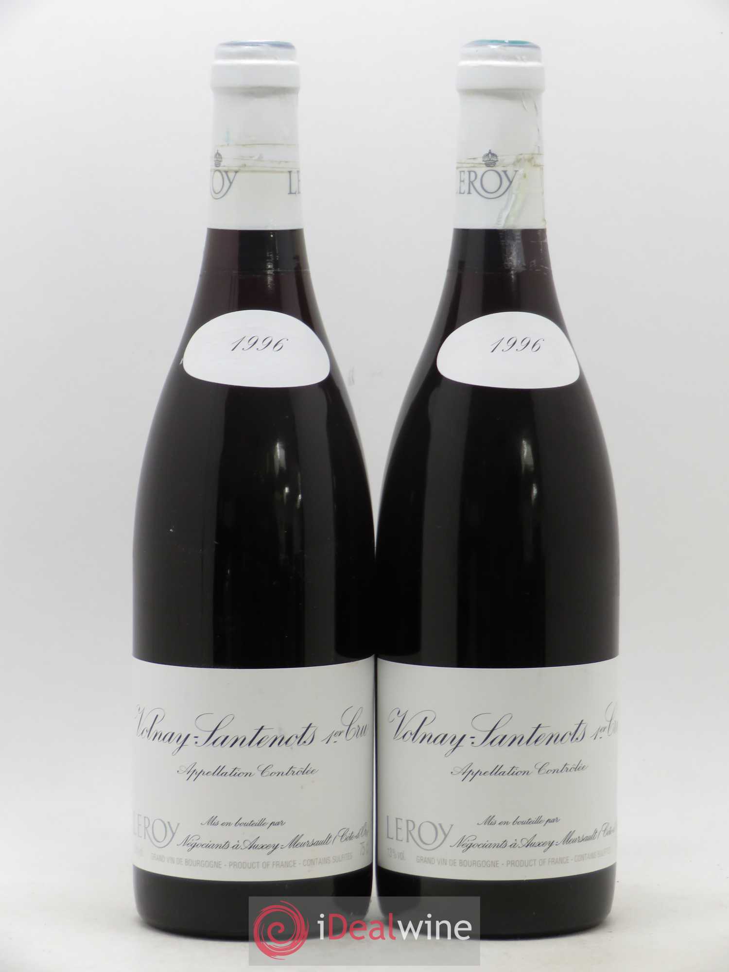 Volnay 1er Cru Santenots Leroy SA 1996 - Lot de 2 bouteilles - 0