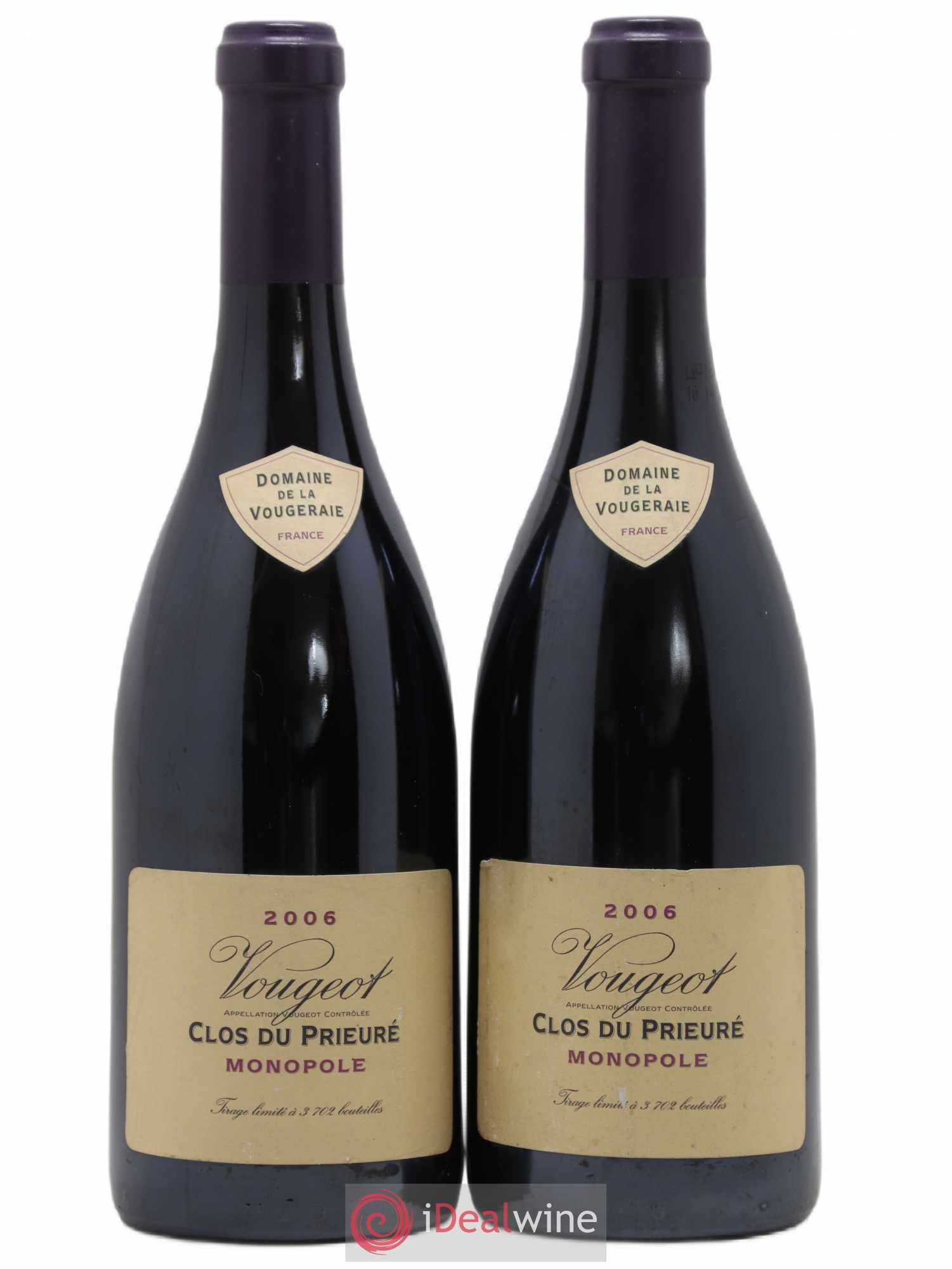 Vougeot Clos du Prieuré La Vougeraie Domaine de la Vougeraie 2006 - Lotto di 2 bottiglie - 0