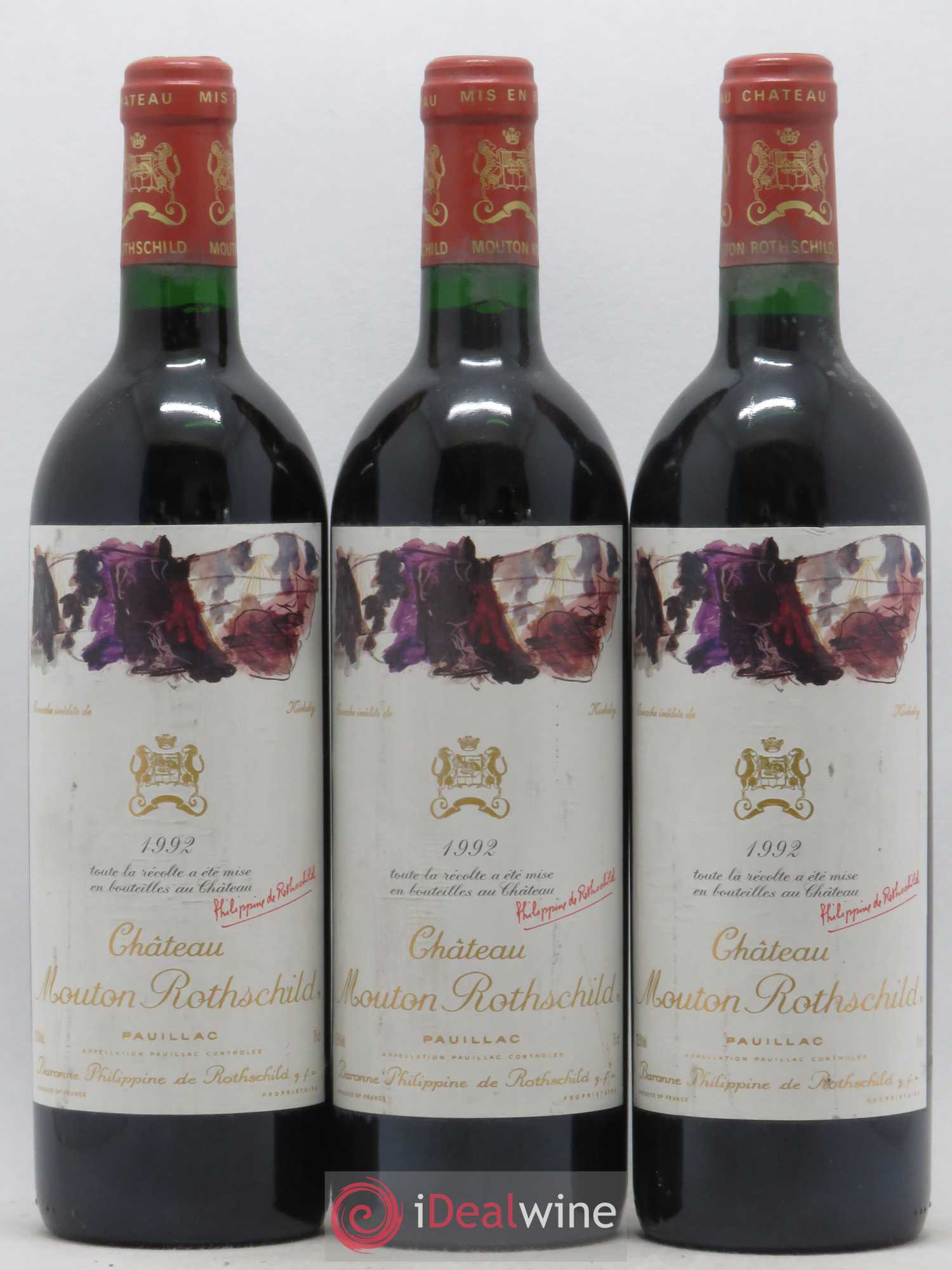 Château Mouton Rothschild 1er Grand Cru Classé 1992 - Lot de 3 bouteilles - 0