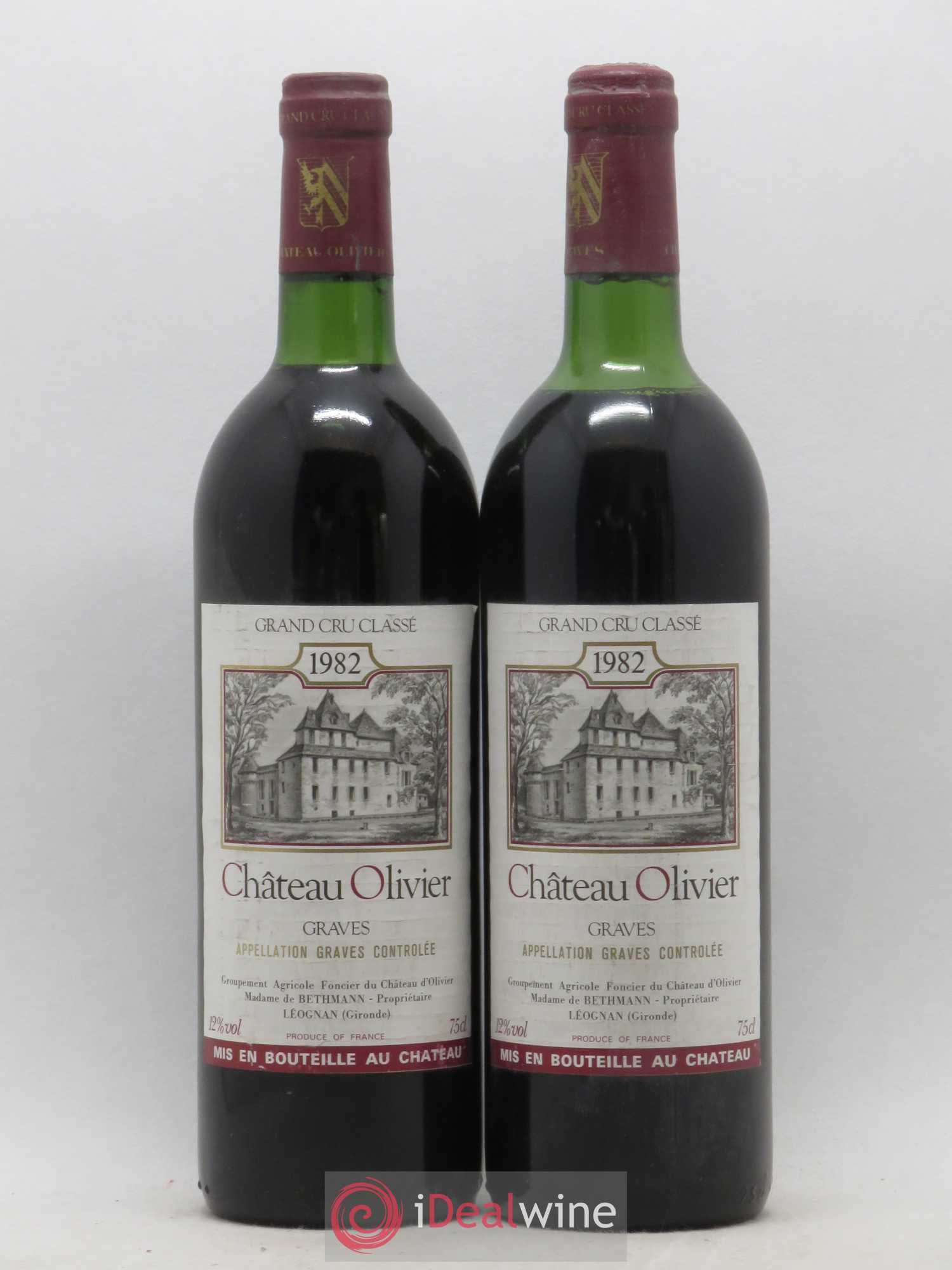 Château Olivier Cru Classé de Graves 1982 - Lot de 2 bouteilles - 0