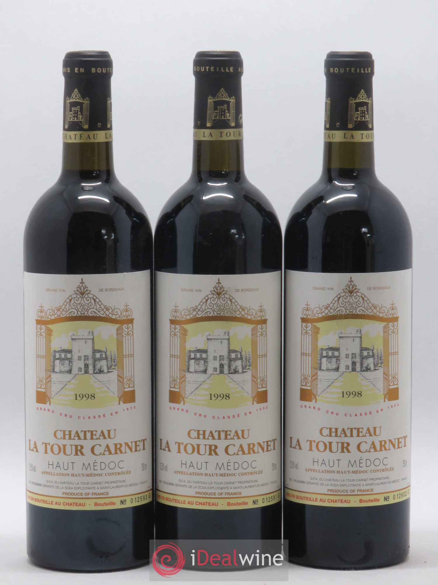 Château la Tour Carnet 4ème Grand Cru Classé 1998 - Lot de 12 bouteilles - 1
