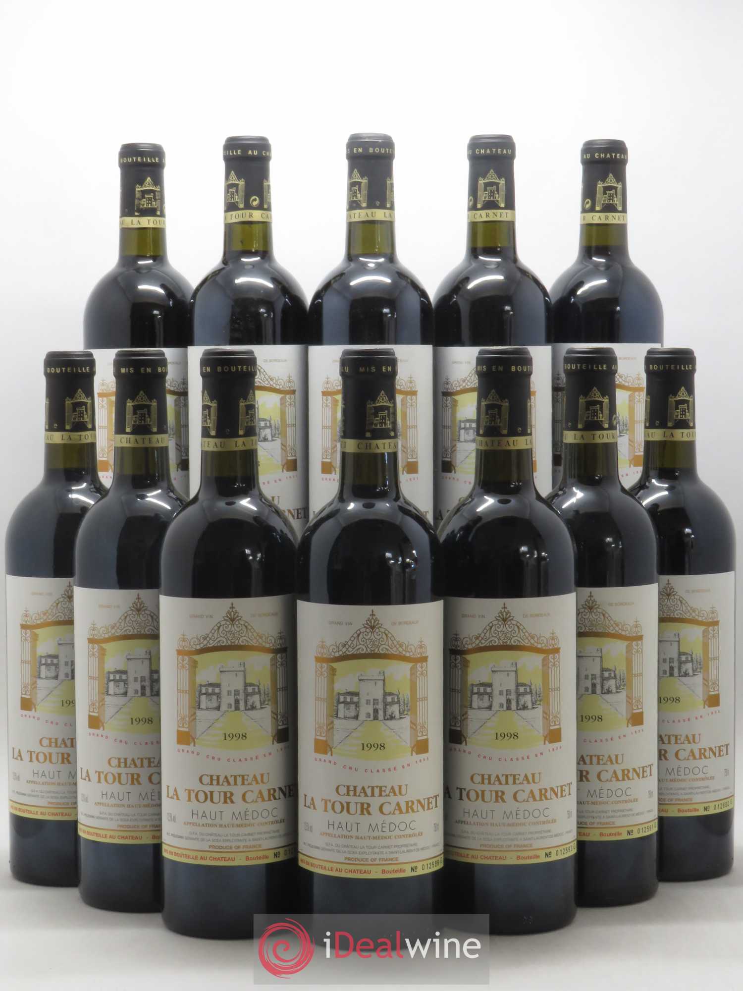 Château la Tour Carnet 4ème Grand Cru Classé 1998 - Lot de 12 bouteilles - 0