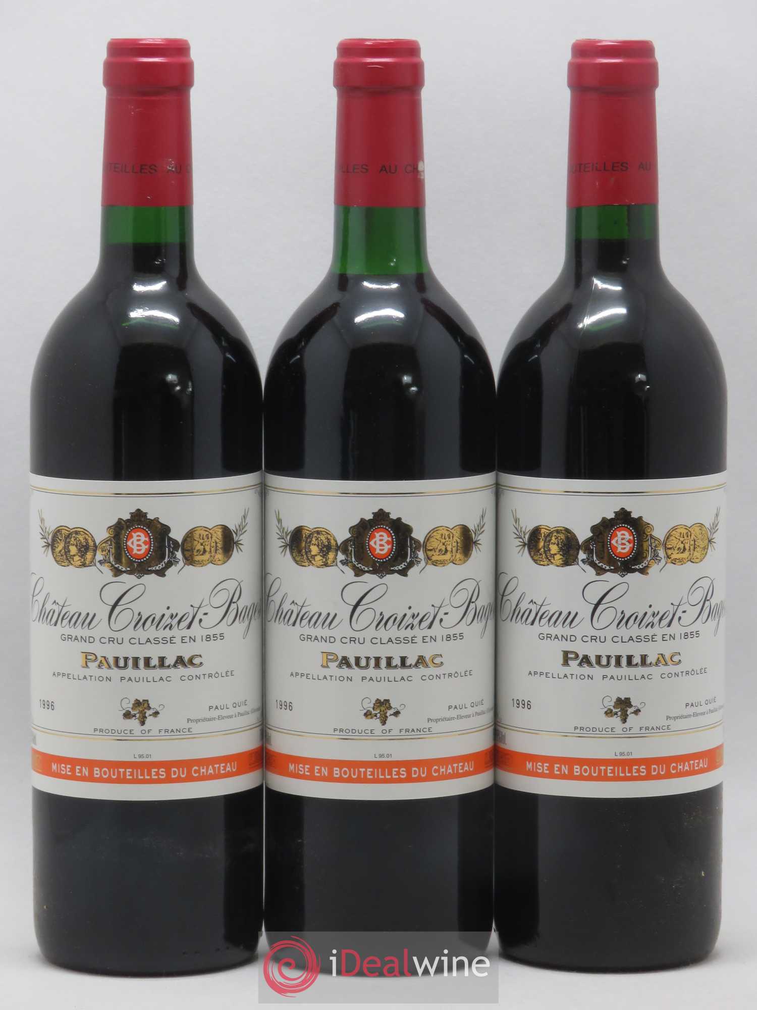 Château Croizet Bages 5ème Grand Cru Classé 1996 - Lot de 12 bouteilles - 1