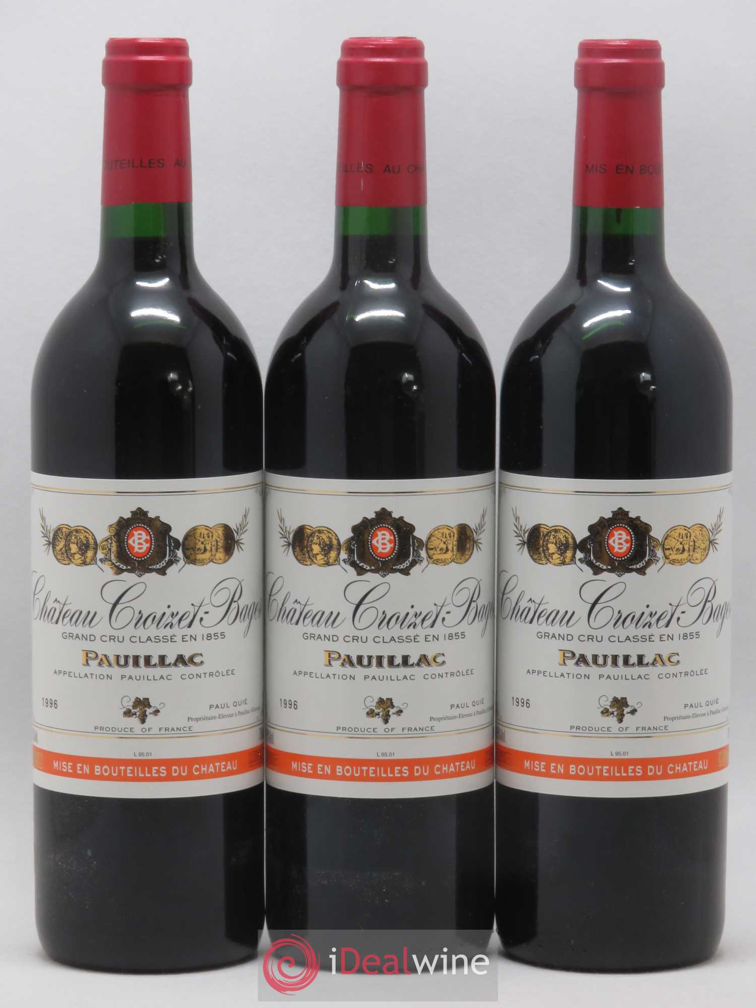 Château Croizet Bages 5ème Grand Cru Classé 1996 - Lot de 12 bouteilles - 3
