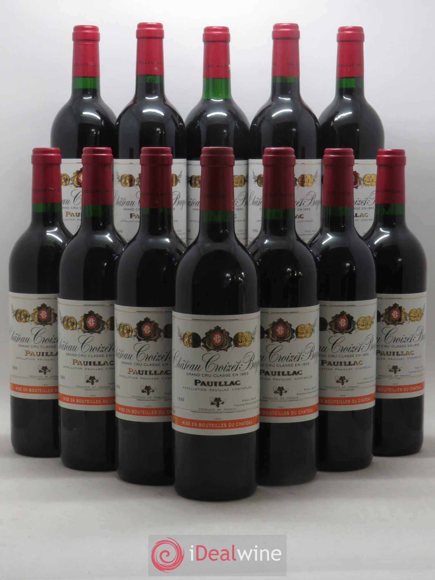 Château Croizet Bages 5ème Grand Cru Classé 1996 - Lot de 12 bouteilles - 0