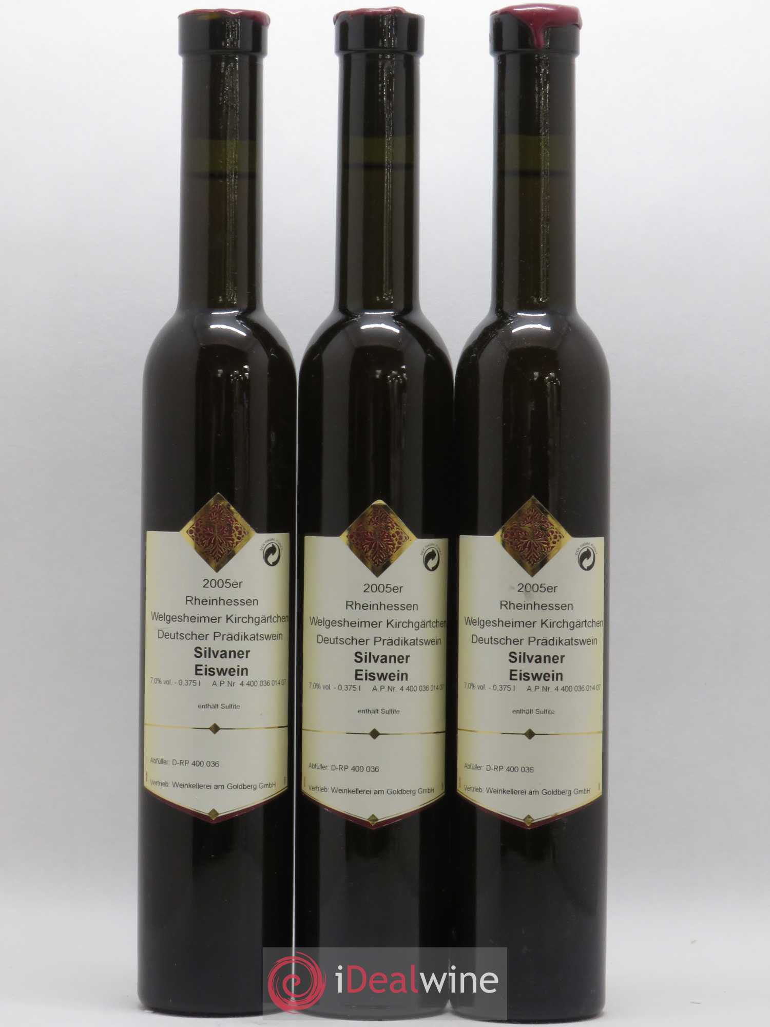 Allemagne Rheinhessen Silvaner Eiswein Weinkellerei am Goldberg Welgesheimer Kirchgartchen 2005 - Posten von 3 Demi-Flaschen - 0