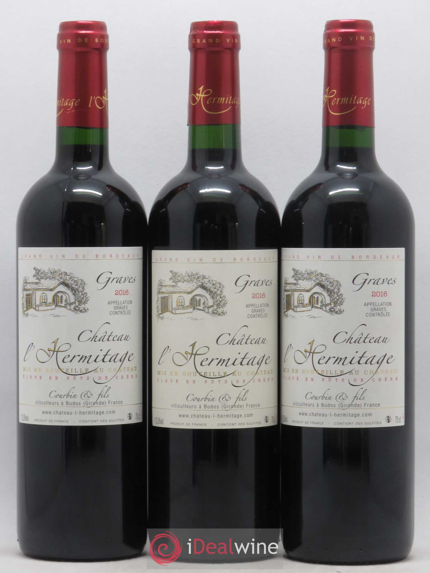 Graves Château l'Hermitage 2016 - Posten von 12 Flaschen - 2