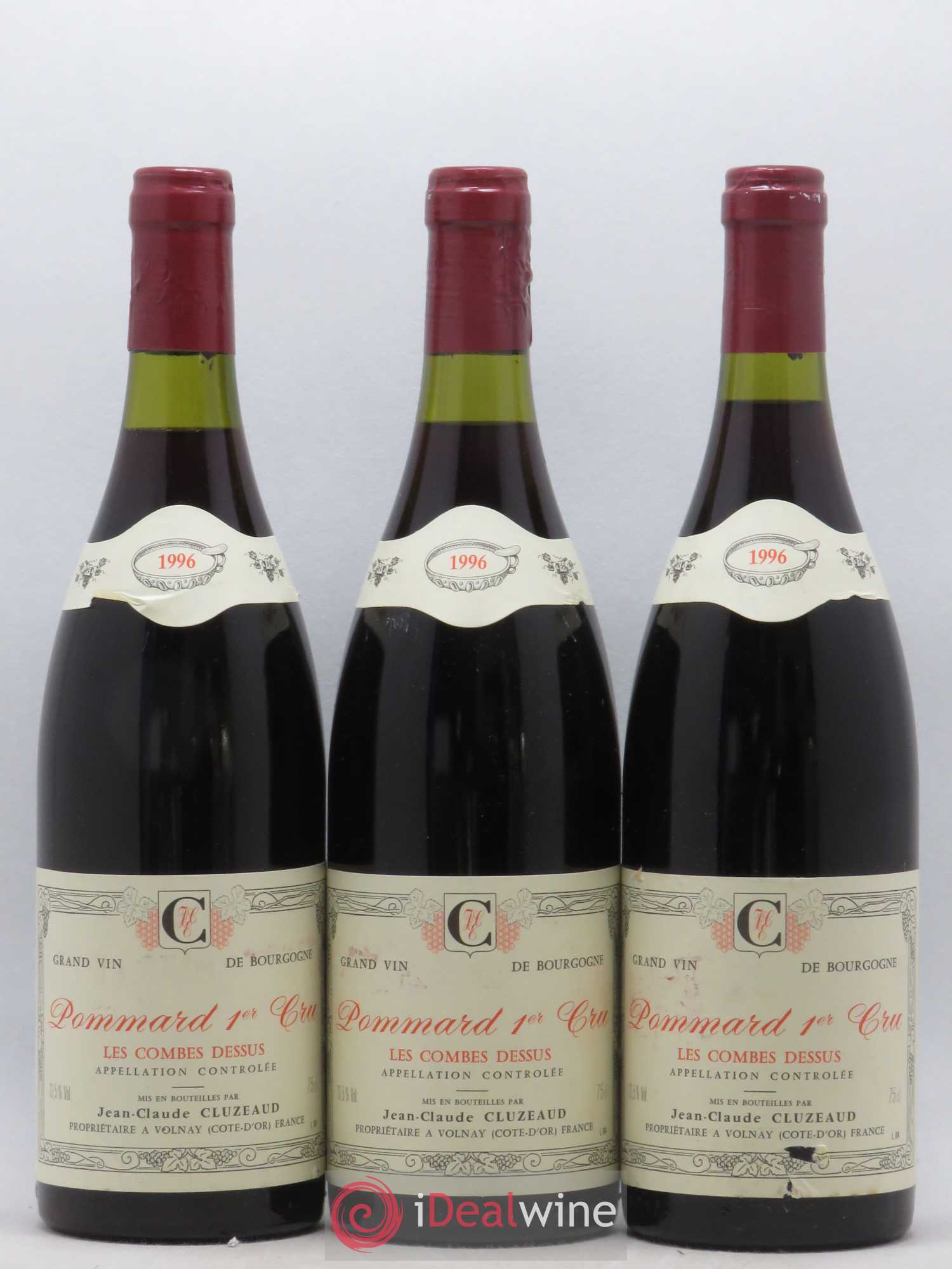 Pommard 1er Cru Les Combes Dessus Cluzeaud Jean Claude 1996 - Posten von 3 Flaschen - 0