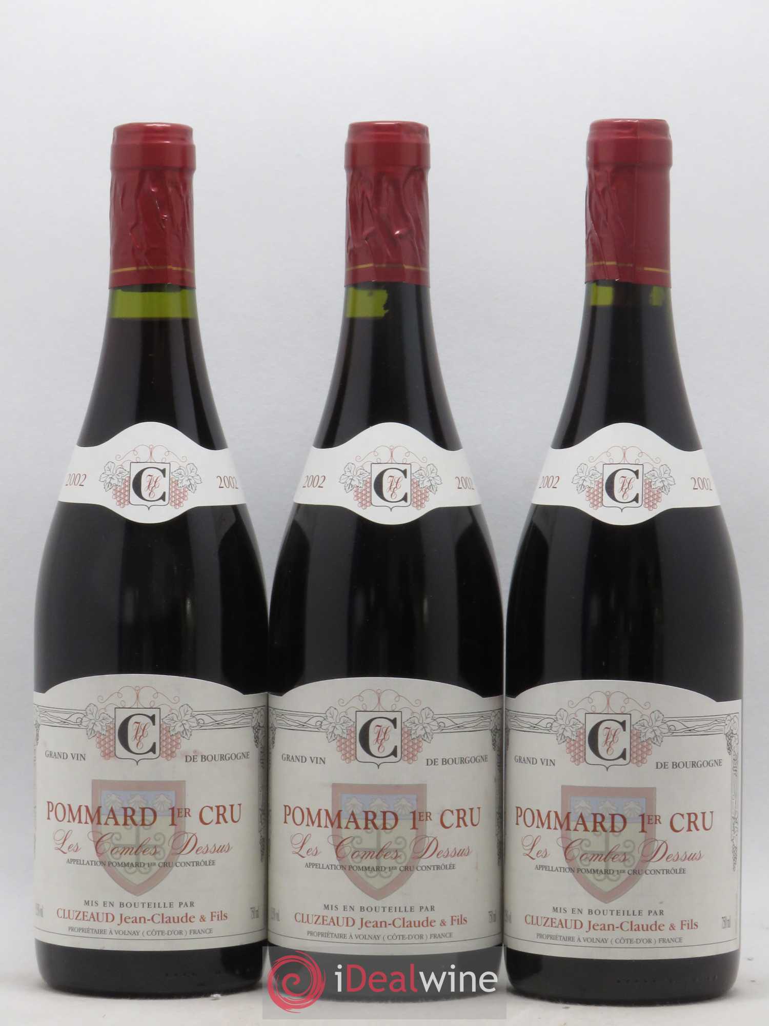 Pommard 1er Cru Les Combes Dessus Cluzeaud Jean Claude & Fils 2002 - Posten von 3 Flaschen - 0