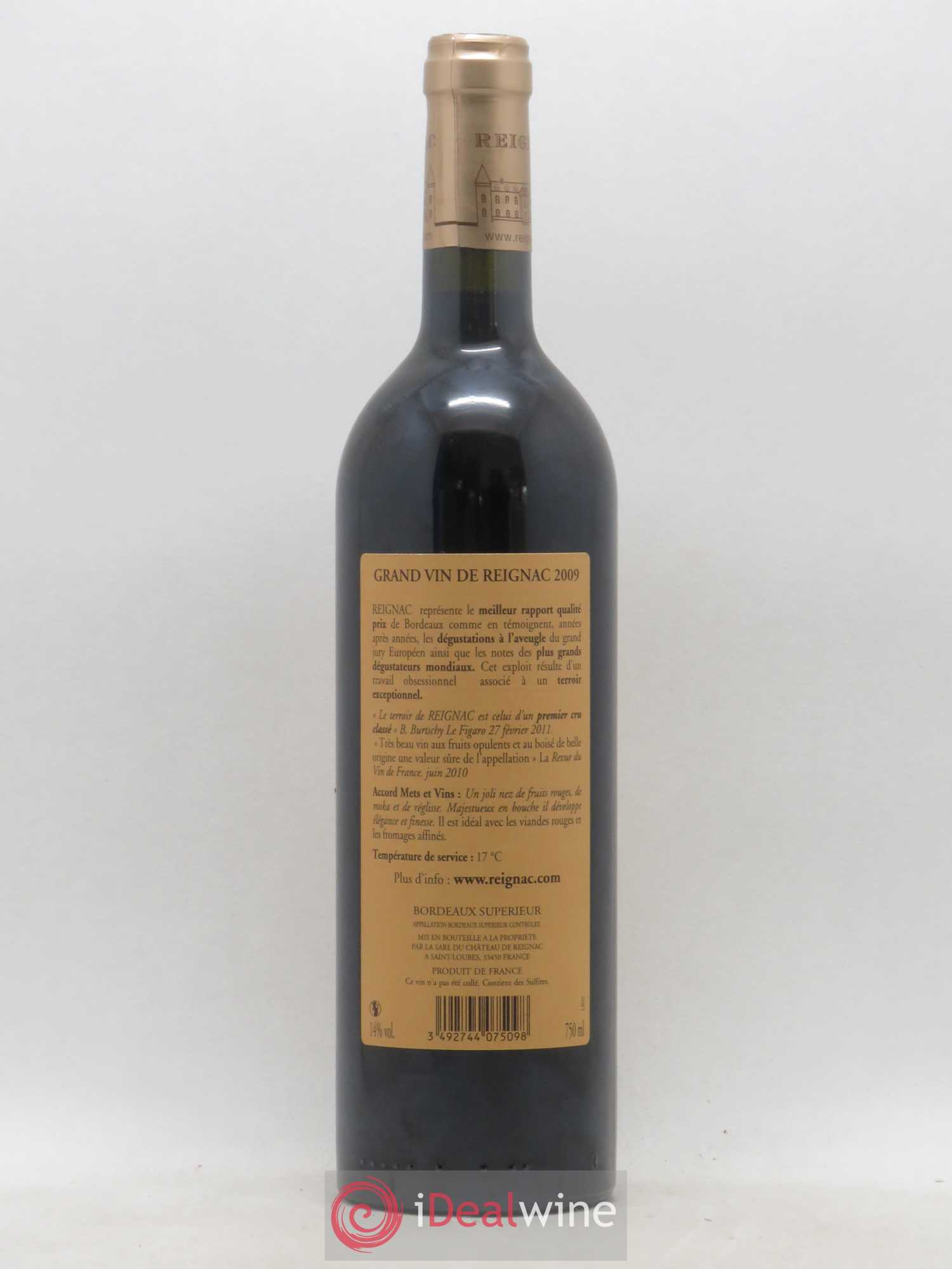 Grand vin de Reignac 2009 - Lot de 1 bouteille - 1